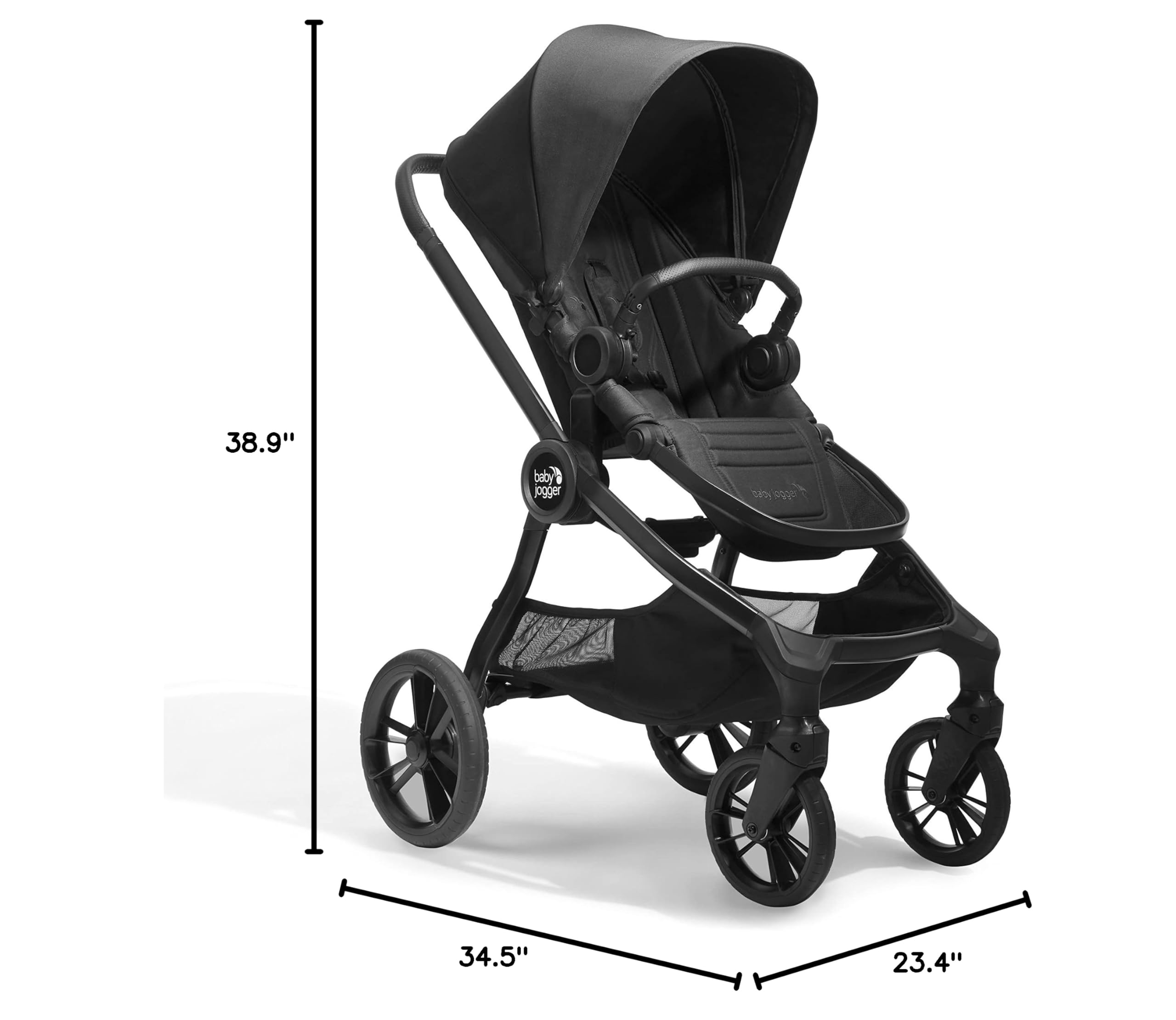Baby Jogger City Sights Convertible Stroller - Lightweight Compact Fold Stroller for Travel & Everyday Use, Adjustable Canopy & Reclining Seat, Rich Black | Perfect for Urban Walks, Shopping & Air Travel