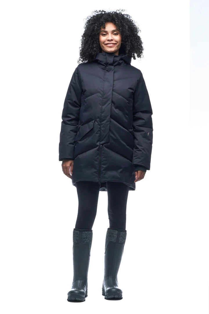 Ayaba Women's Simplified Parka Jacket - Lightweight Waterproof Winter Coat with Hood, Warm Puffer Outerwear for Cold Weather - Perfect for Skiing, Hiking & Daily Commute