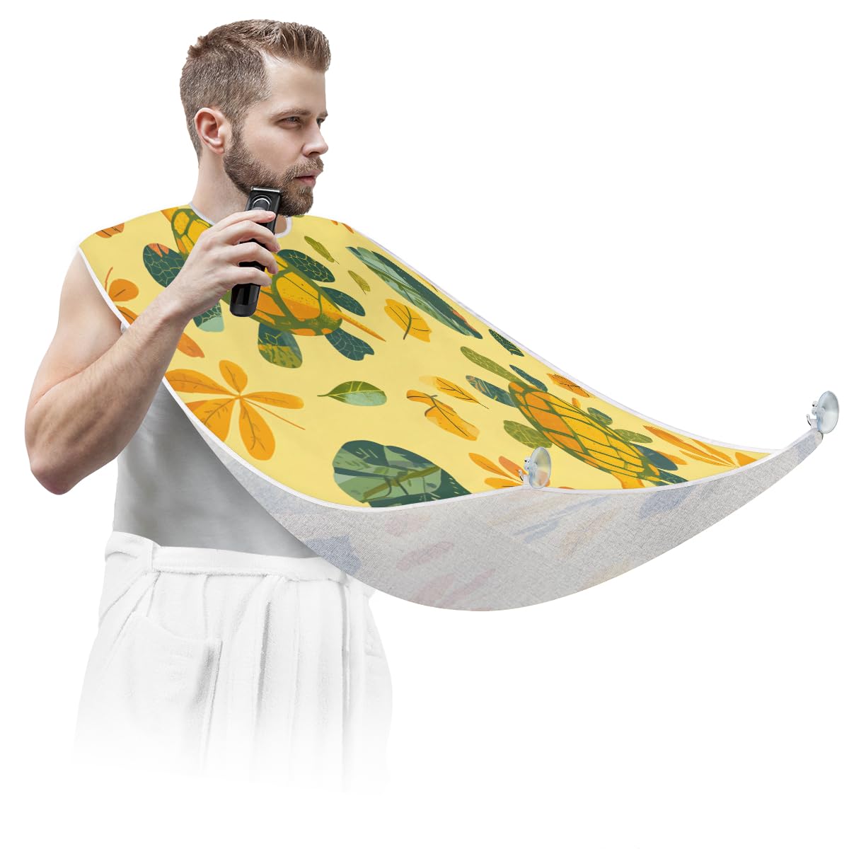 Men's Turtle Leaf Autumn Beard Shaving Bib - Waterproof Hair Dye Apron for Barbers & Stylists, Sink Hair Catcher for Beard Trimming & Lineup - Perfect Salon & Home Grooming Accessory