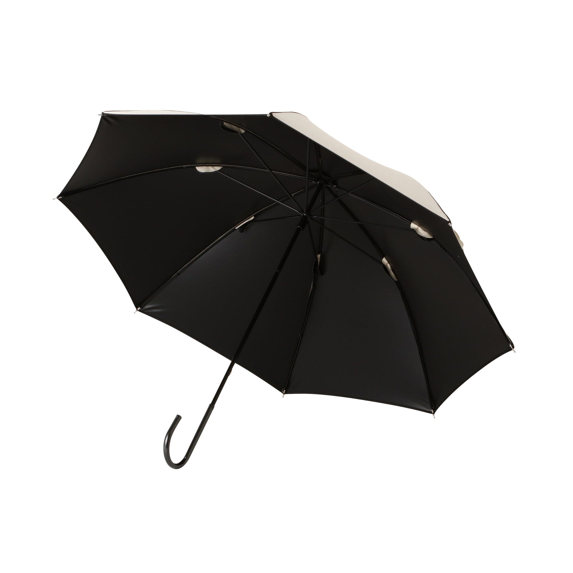 50cm Beige Blackout Piping Long Umbrella - Sun Protection & Rain Shield for Outdoor Activities, Beach, Hiking, and Daily Commute