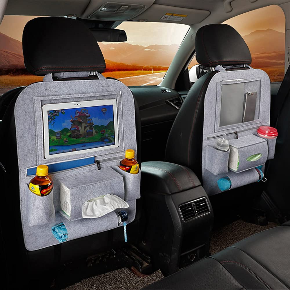 Waterproof Backseat Car Organizer - Durable Kick Mats & Storage Bag for Toys, iPad, Drinks, Bottles, Snacks, Books & Pens | Perfect for Road Trips, Family Travel & Kids' Car Activities