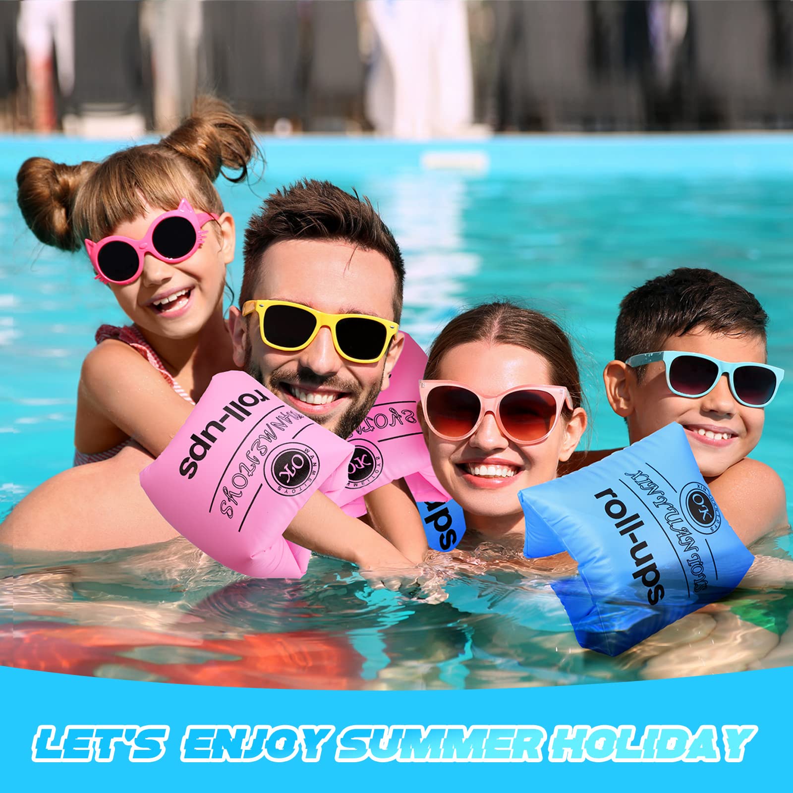 **Outus Kids PVC Arm Floaties - Adjustable Inflatable Swim Arm Bands for Toddlers & Children (4 Colors) - Safe Water Wings for Pool, Beach & Swimming Lessons**