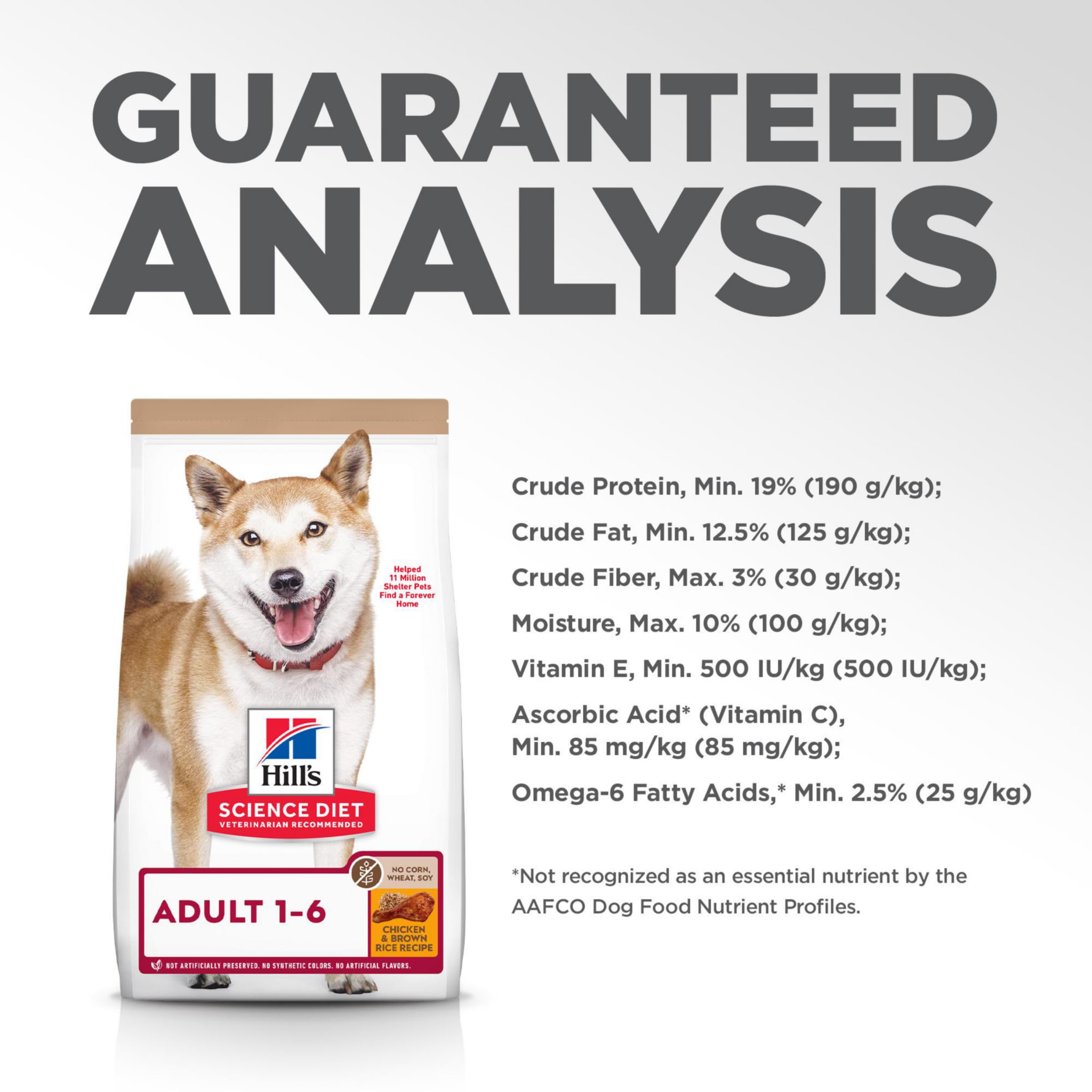 Hill's Science Diet Adult 1-6 Dry Dog Food - Premium Nutrition with Chicken & Brown Rice - No Corn, Wheat or Soy - 15 lb Bag - Perfect for Adult Dogs' Daily Meals & Healthy Growth