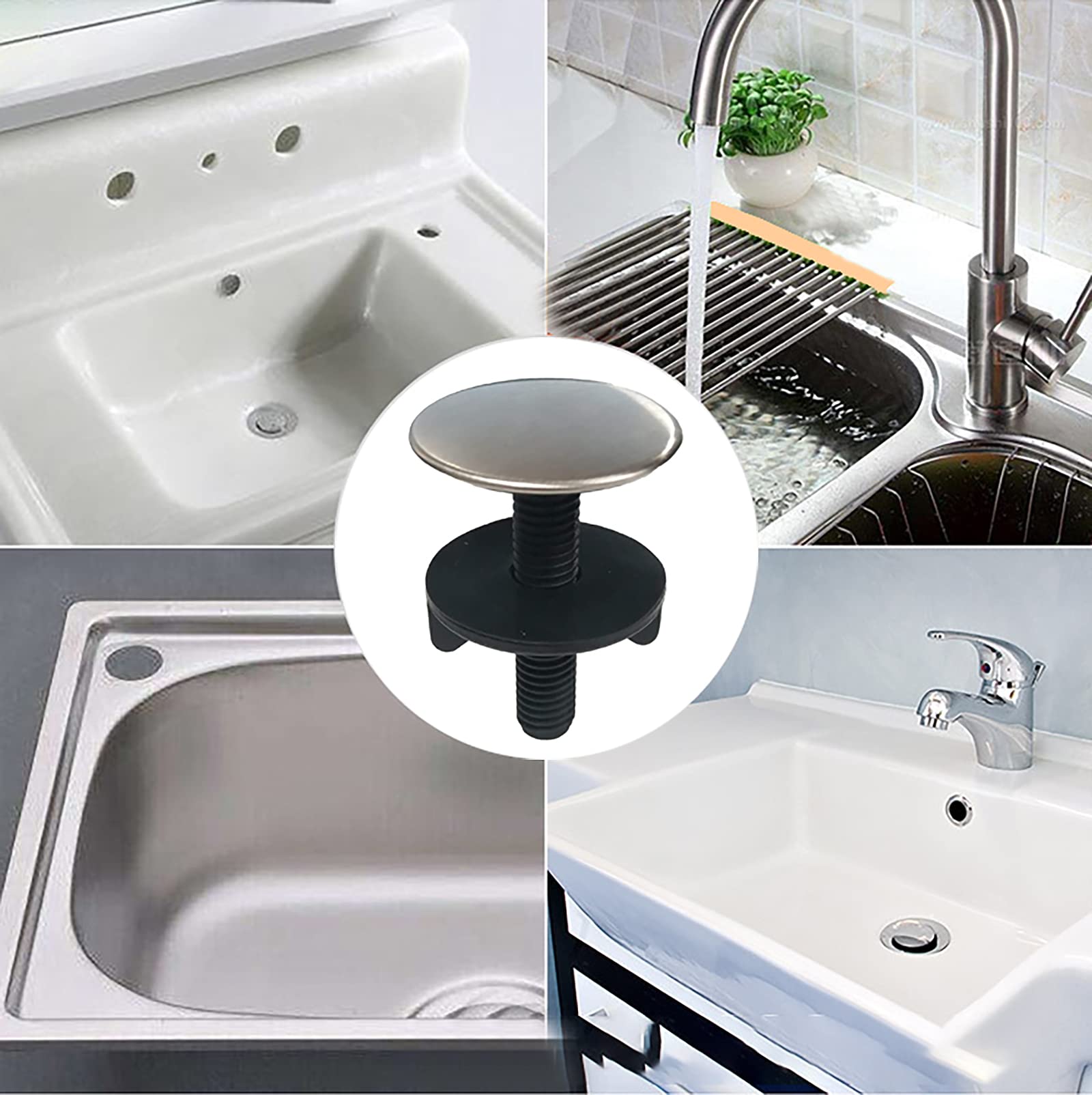 2 Pack Brushed Stainless Steel Sink Hole Covers - Durable Kitchen Faucet Hole Plugs for Countertop Protection - Perfect for Bathroom, RV & Outdoor Kitchen Sink Maintenance