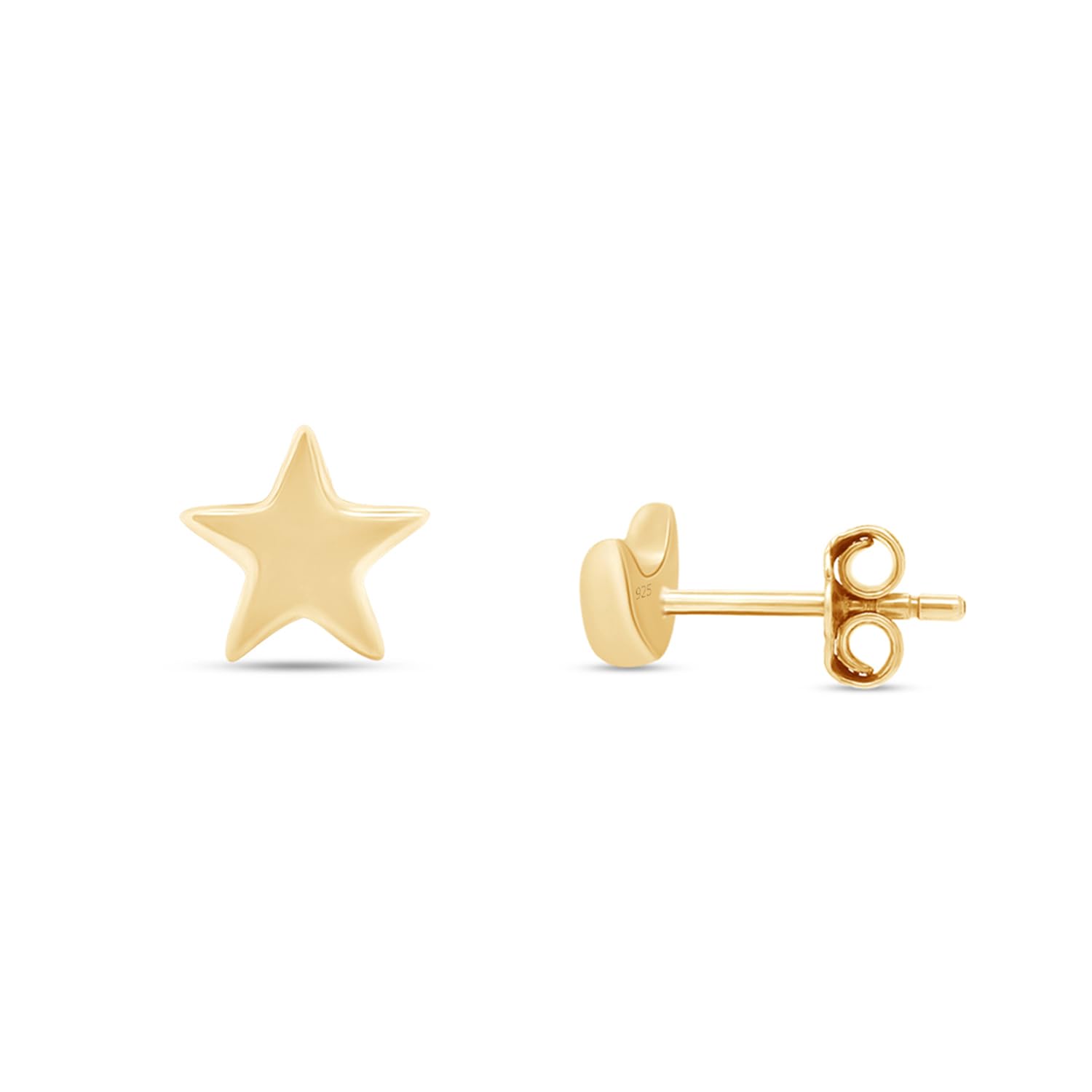 14K Gold Over Sterling Silver Moon and Star Asymmetrical Stud Earrings - Perfect for Boho, Festival, and Everyday Wear