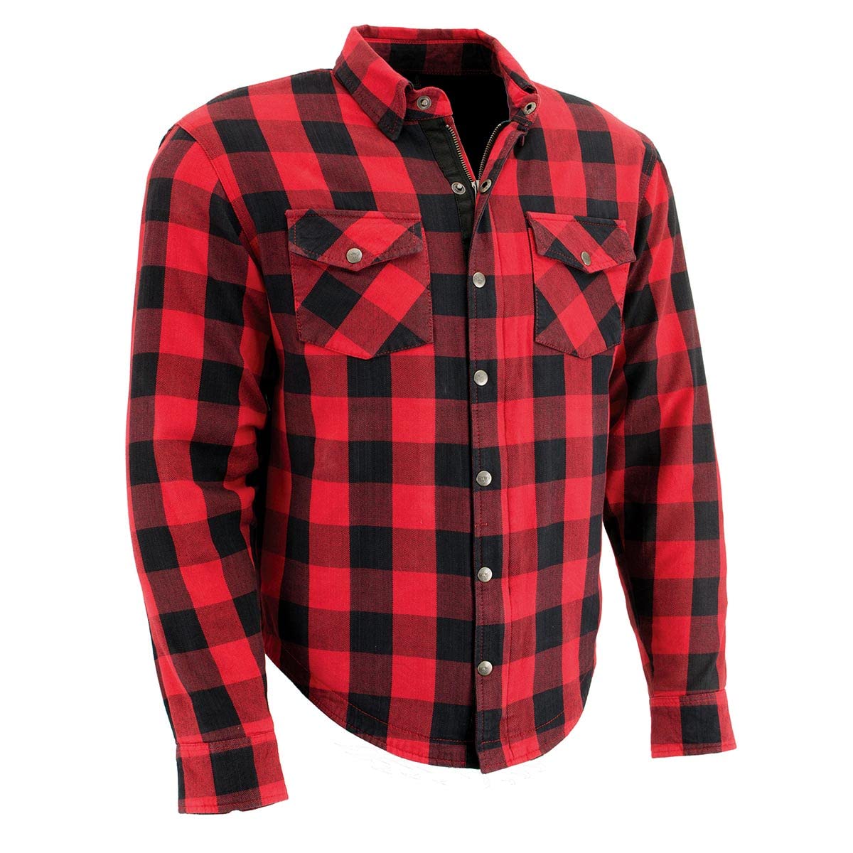 Milwaukee Leather MPM1631 Men's Plaid Flannel Biker Shirt with CE Approved Armor - Aramid Fiber Reinforced for Motorcycle Riding & Outdoor Adventures