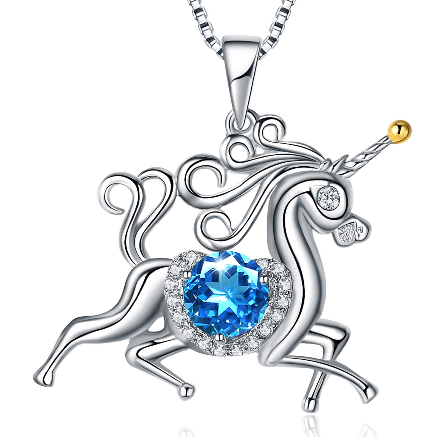 MUATOGIML 925 Sterling Silver Blue Stone Unicorn Pendant Necklace - Elegant Jewelry Gift for Women, Teen Girls, Daughter’s Birthday, Christmas | Perfect for Everyday Wear, Special Occasions & Gifting