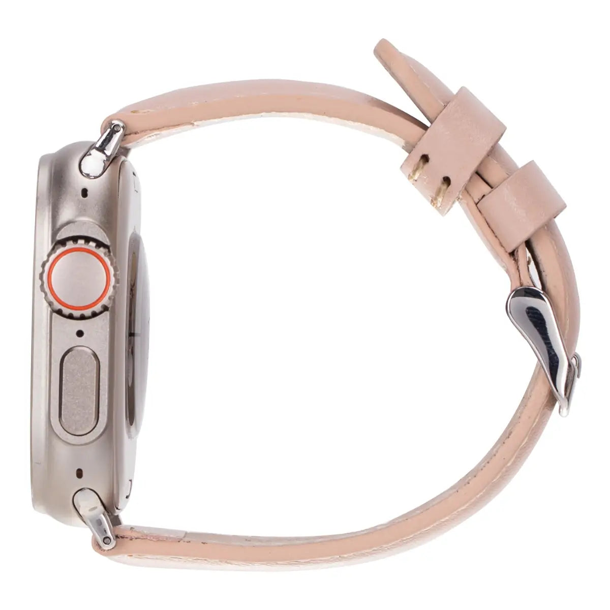 Soft Nude Pink Genuine Leather Apple Watch Band - Stylish & Comfortable for Women, Compatible with All Apple Watch Series - Perfect for Workouts, Office & Everyday Wear