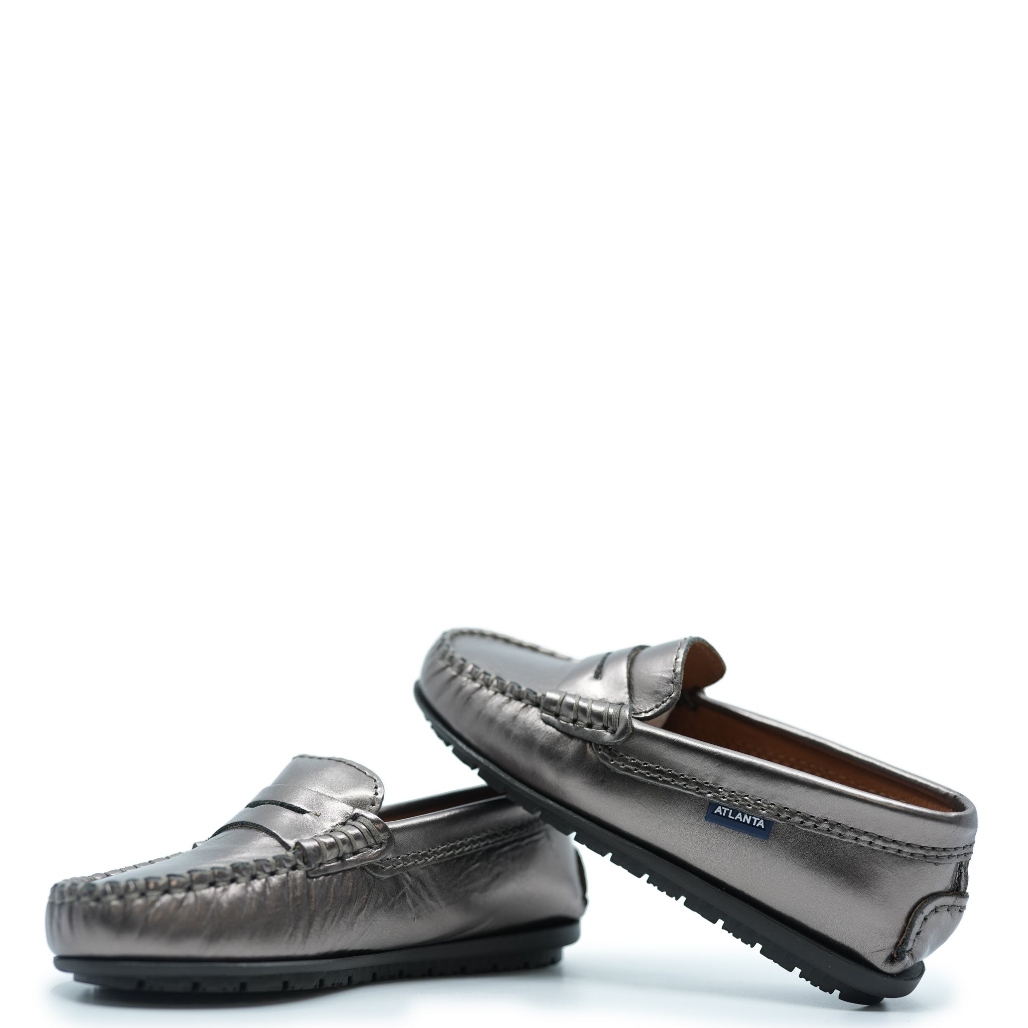 Atlanta Moccasin Pewter Penny Loafers for Men - Classic Slip-On Dress Shoes for Business & Casual Wear