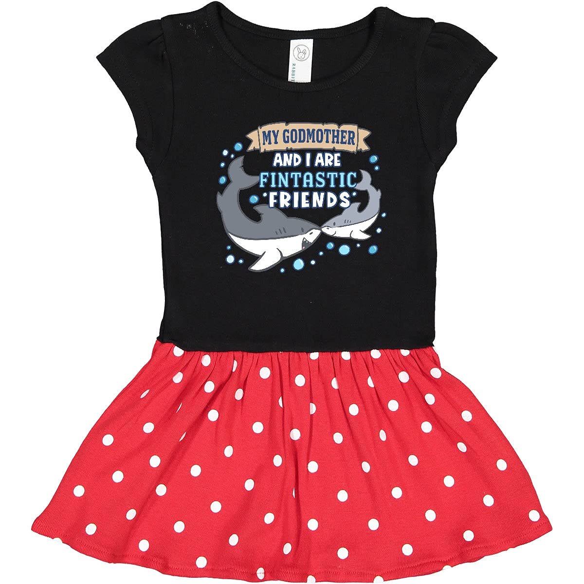Inktastic My Godmother and I Are Fintastic Friends Cute Sharks Toddler Dress - Adorable Shark Themed Outfit for Girls, Baby Shower Gift, Birthday Party, Family Matching Outfits, Photo Shoot, Casual Wear
