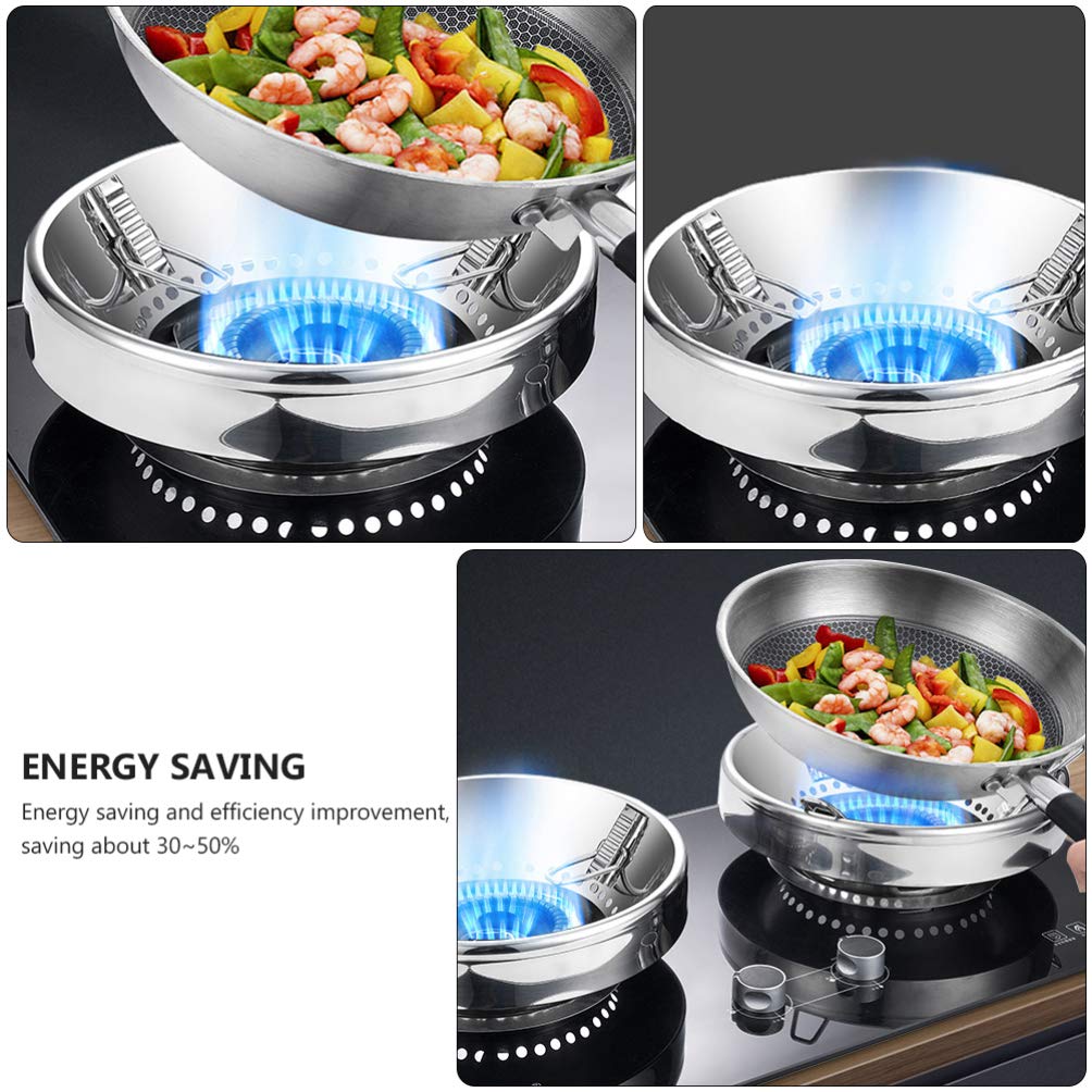 Hemoton 1-Piece Fireproof Cast Iron Wok Stand - Heavy Duty Burner Support for Gas Stove, Windproof Cooktop Grate, Stainless Steel Wok Holder - Perfect for Outdoor Camping & Indoor Asian Cooking