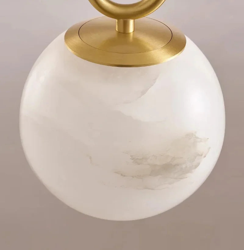 Orbit Glow Marble & Brass Pendant Light - Modern Ceiling Fixture for Dining Room, Kitchen Island, and Living Room Decor