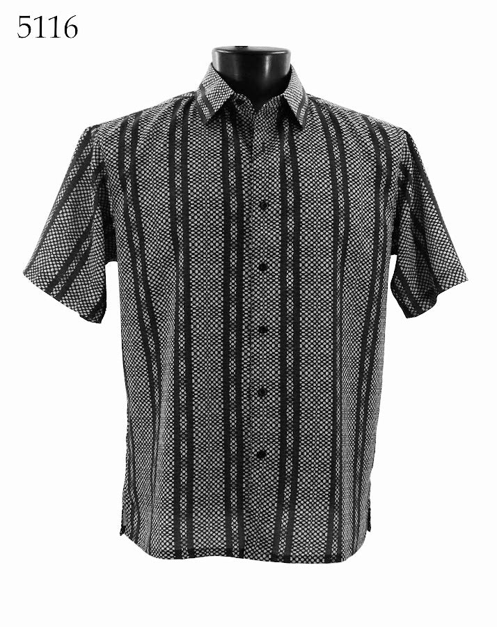 Bassiri Men's Short Sleeve Casual Shirt 5116 - Breathable Cotton Comfort Fit for Summer, Office & Outdoor Activities