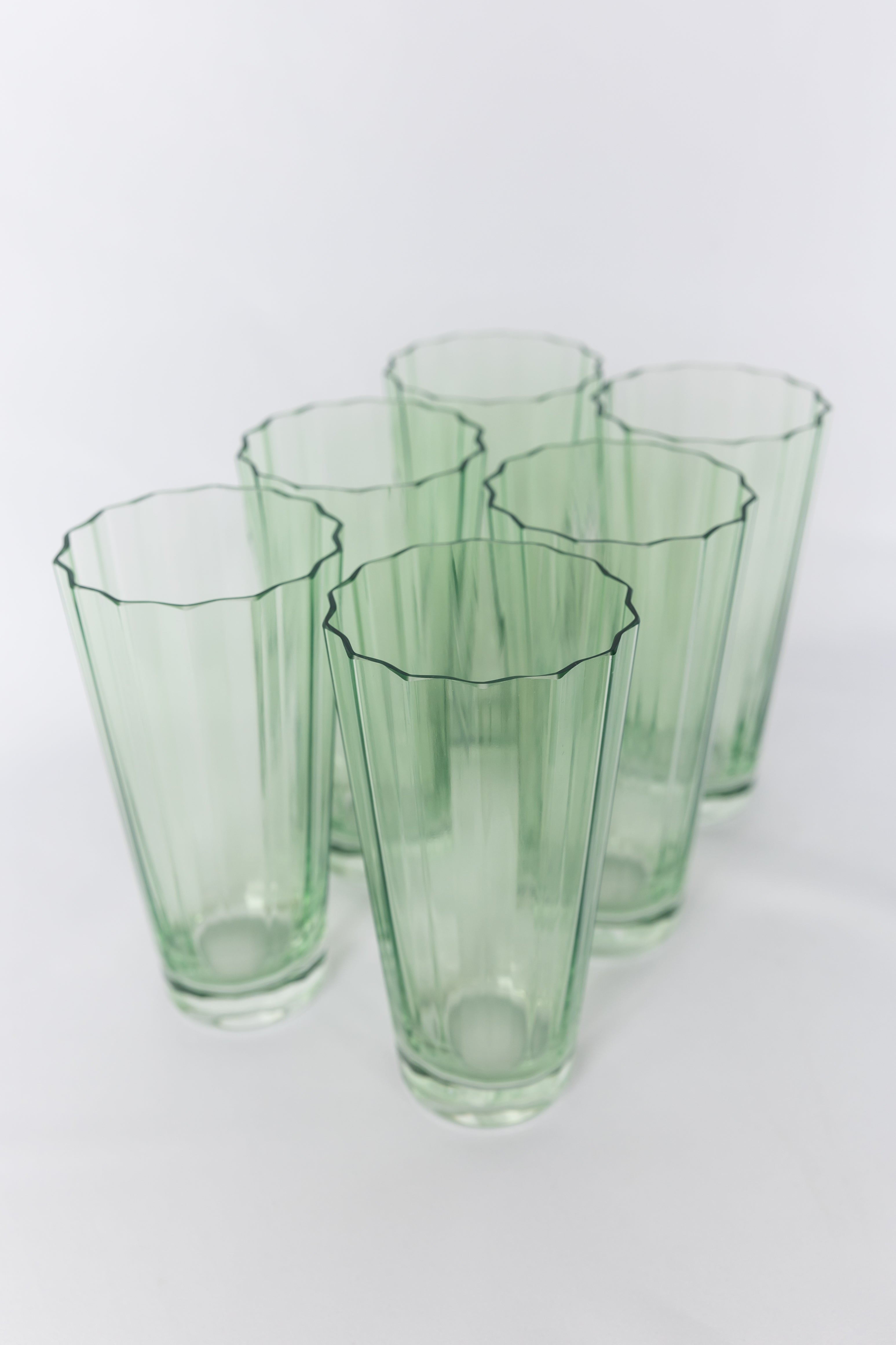 Estelle Colored Sunday Highball Glasses Set of 6 - Mint Green | Elegant Drinking Glasses for Cocktails, Iced Tea & Entertaining | Perfect for Home Bar, Parties & Gifts