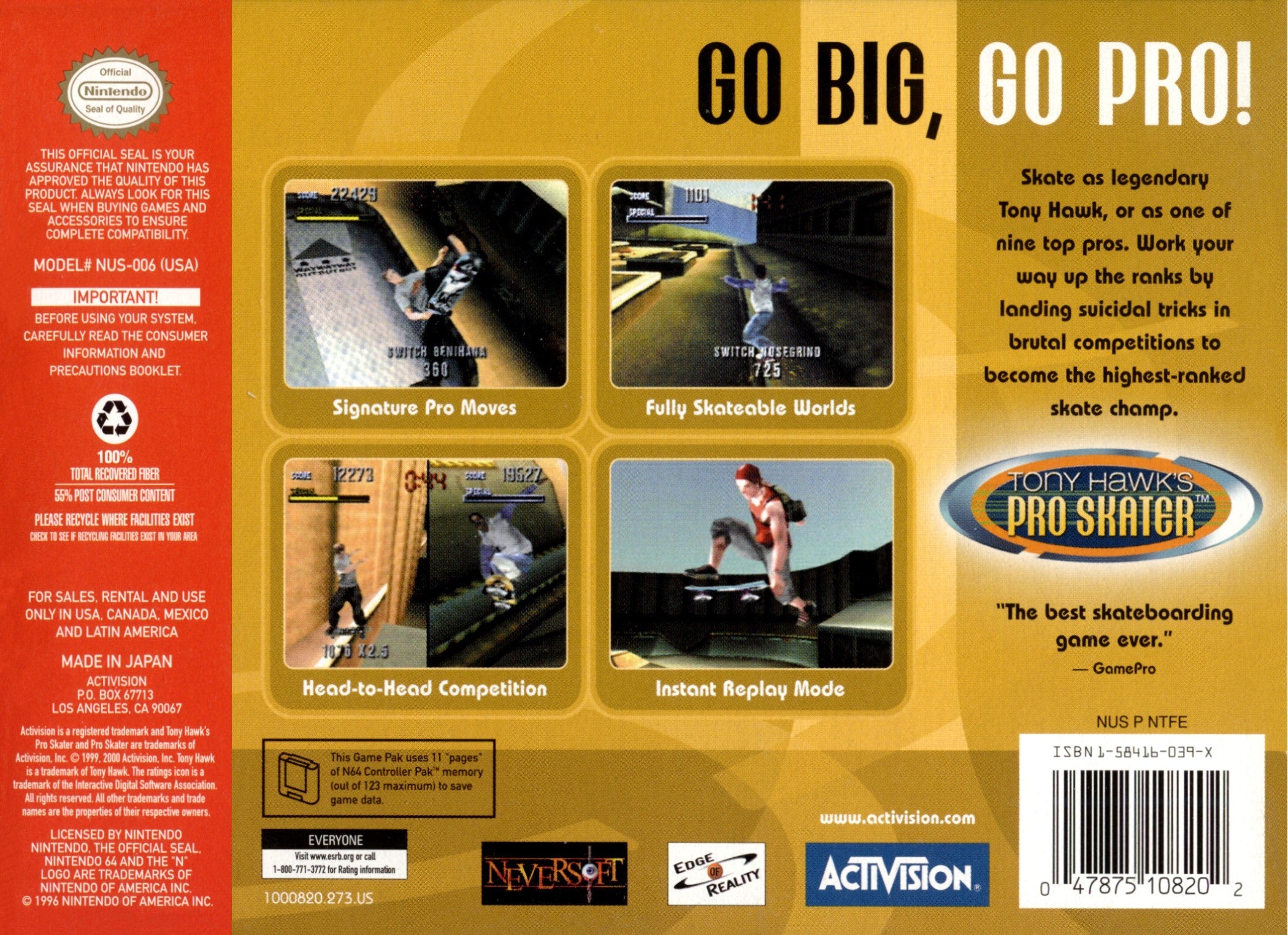 Tony Hawk's Pro Skater - Authentic Skateboard Deck for Street & Vert Skating - Perfect for Beginners & Pro Skaters - Outdoor & Skatepark Use