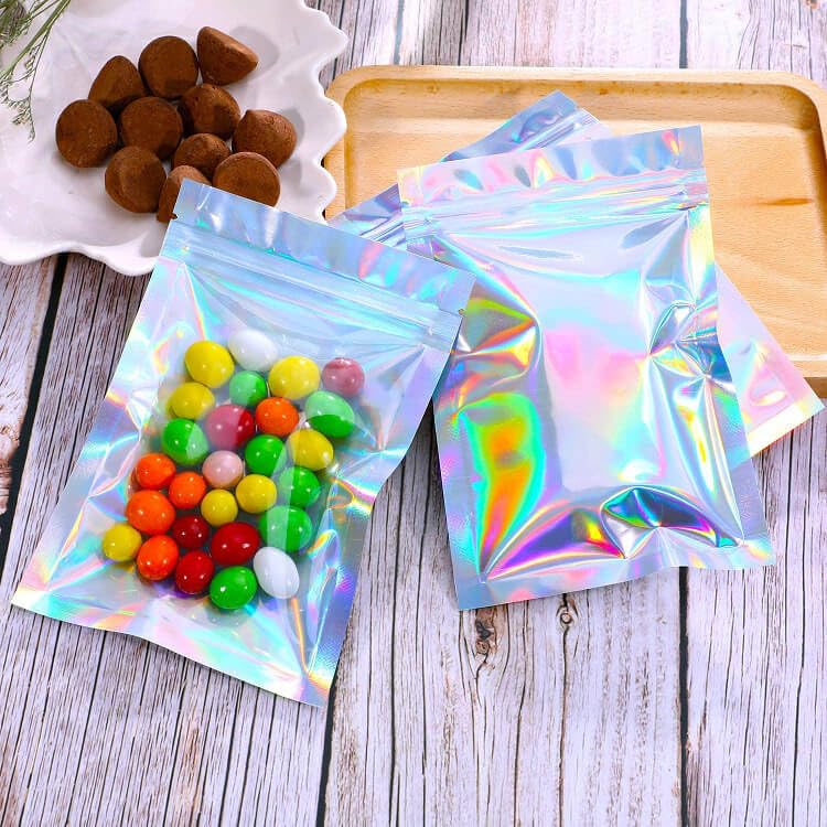 Smell Proof Bags 3x4 Inch - 200 Pack Resealable Holographic Mylar Bags for Food Storage, Candy, Jewelry & More | Airtight Odor Blocking Packaging for Travel, Camping & Home Organization