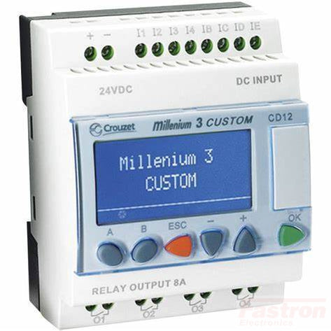 Millennium 3 Essential PLC CD12 8I/4O R - 8 Digital Inputs, 4 Analog Inputs, 4 Relay Outputs with PWM - 24VDC Industrial Automation Controller for Machinery Control & Process Automation