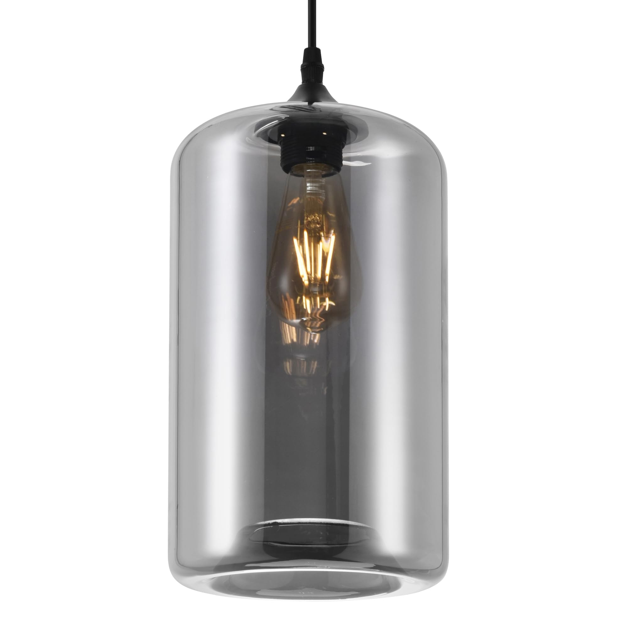 CWI Lighting Black Smoke Glass 1-Light Contemporary Metal Mini Pendant - Perfect for Kitchen Island, Dining Room, and Modern Home Decor
