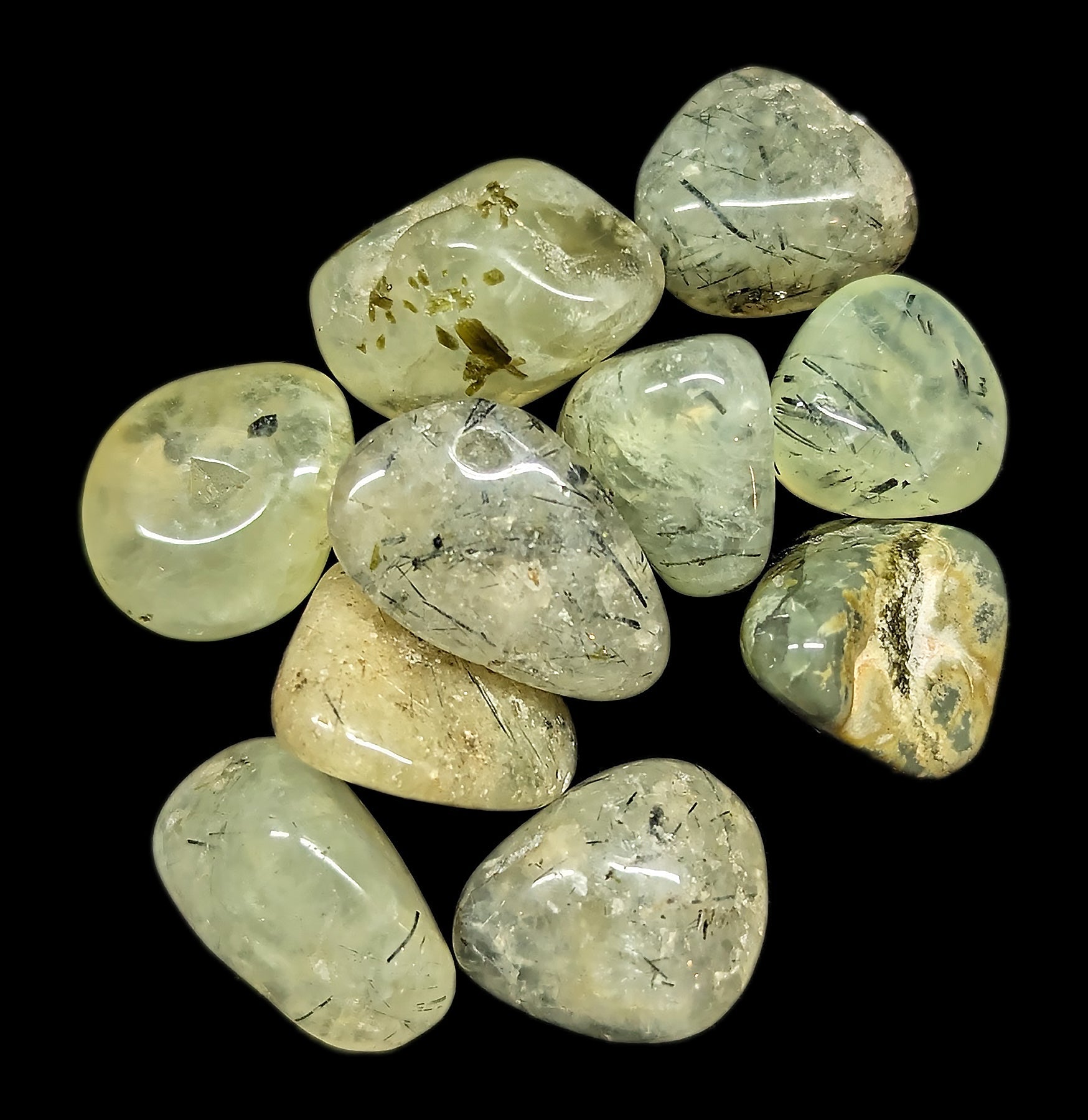 Natural Tumbled Prehnite & Epidote Healing Stones - Polished Gemstones for Crystal Healing, Meditation & Jewelry Making - Perfect for Reiki, Chakra Balancing & Spiritual Gifts