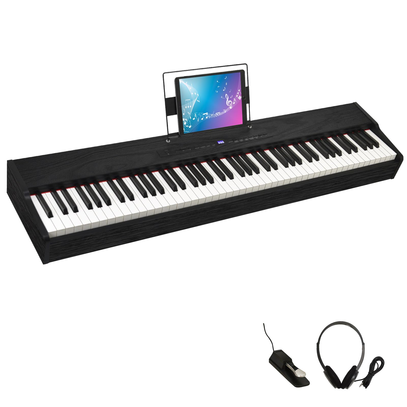 88-Key Weighted Digital Piano with Hammer Action - Full Size Portable Electric Keyboard with Sustain Pedal, Headphones & MDF Stand - Perfect for Home Practice, Studio Recording & Live Performances (Black)