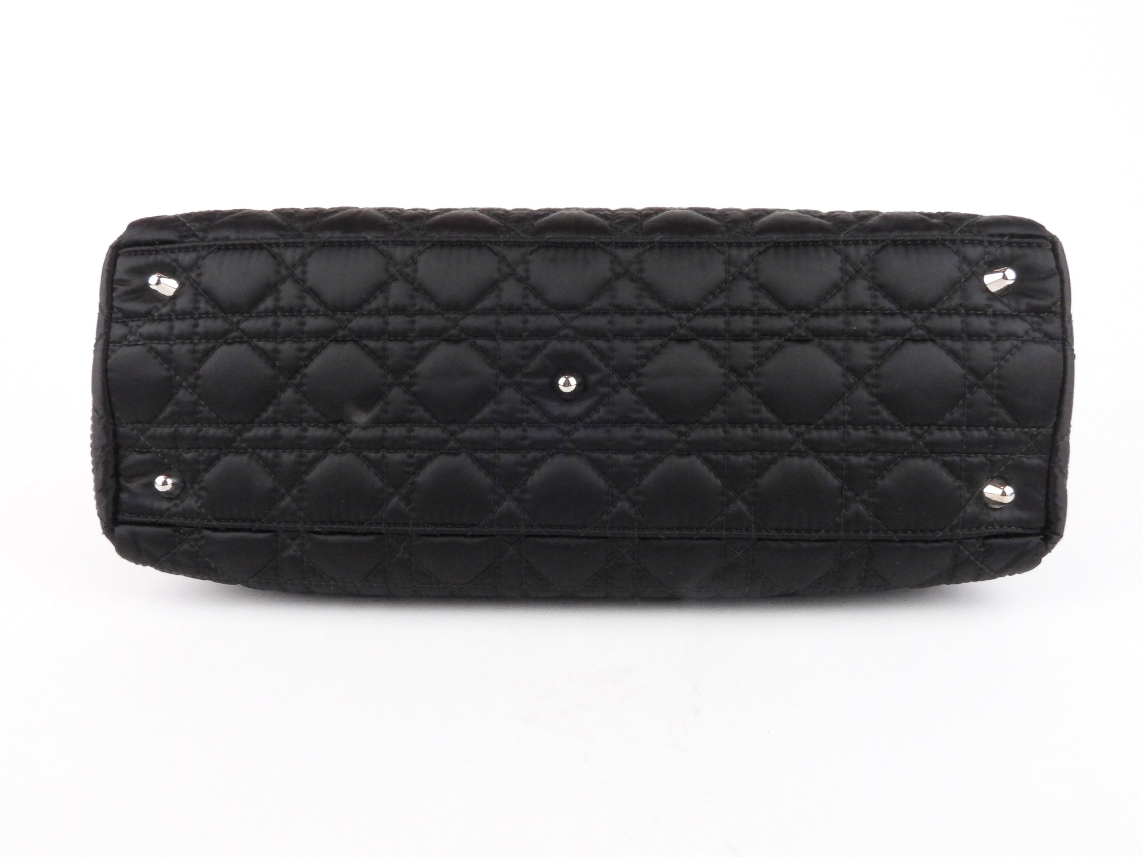 Christian Dior 2009 Black Cannage Quilted Fabric Tote Bag - Luxury Designer Handbag for Women, Perfect for Work, Travel & Everyday Use