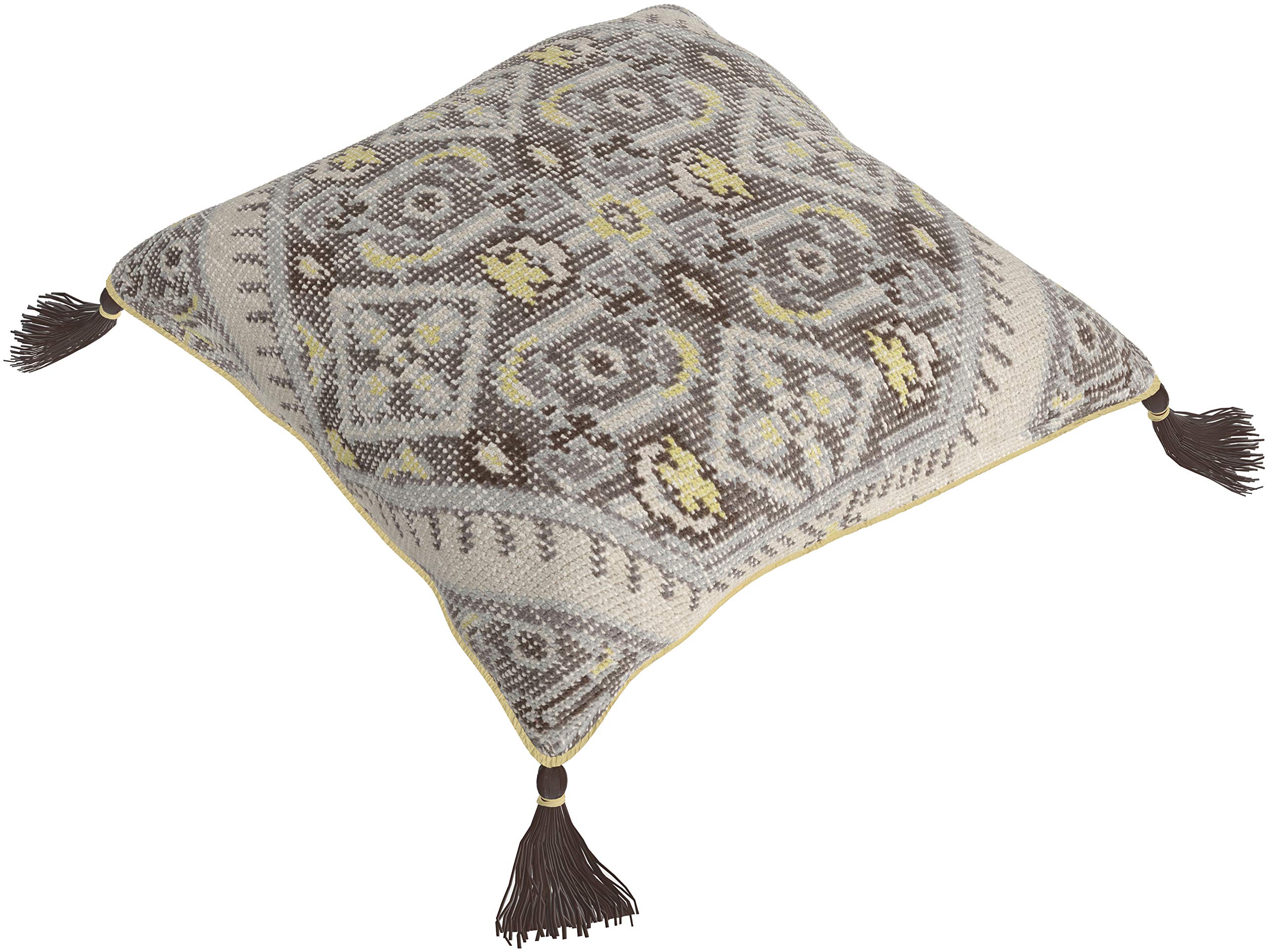 Surya Zahra 30x30 Inch Decorative Pillow Cover - Soft Linen Blend in Lime, Charcoal, Denim, Khaki & Dark Brown - Perfect for Living Room, Bedroom & Home Decor