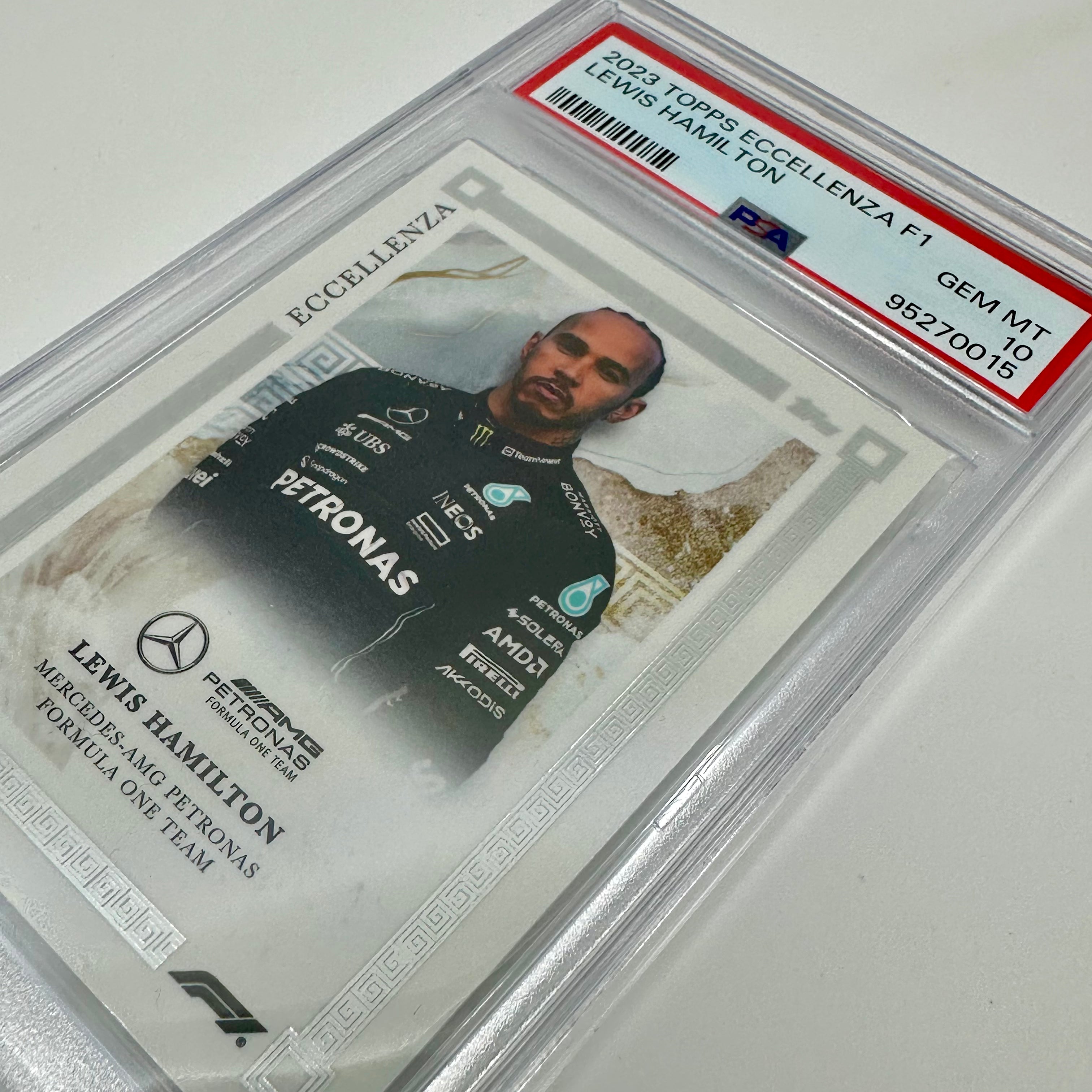 PSA 10 Graded Lewis Hamilton 2023 Eccellenza Trading Card - Rare Collectible for F1 Fans & Sports Memorabilia Enthusiasts | Perfect for Display, Investment, and Racing Memorabilia Collections