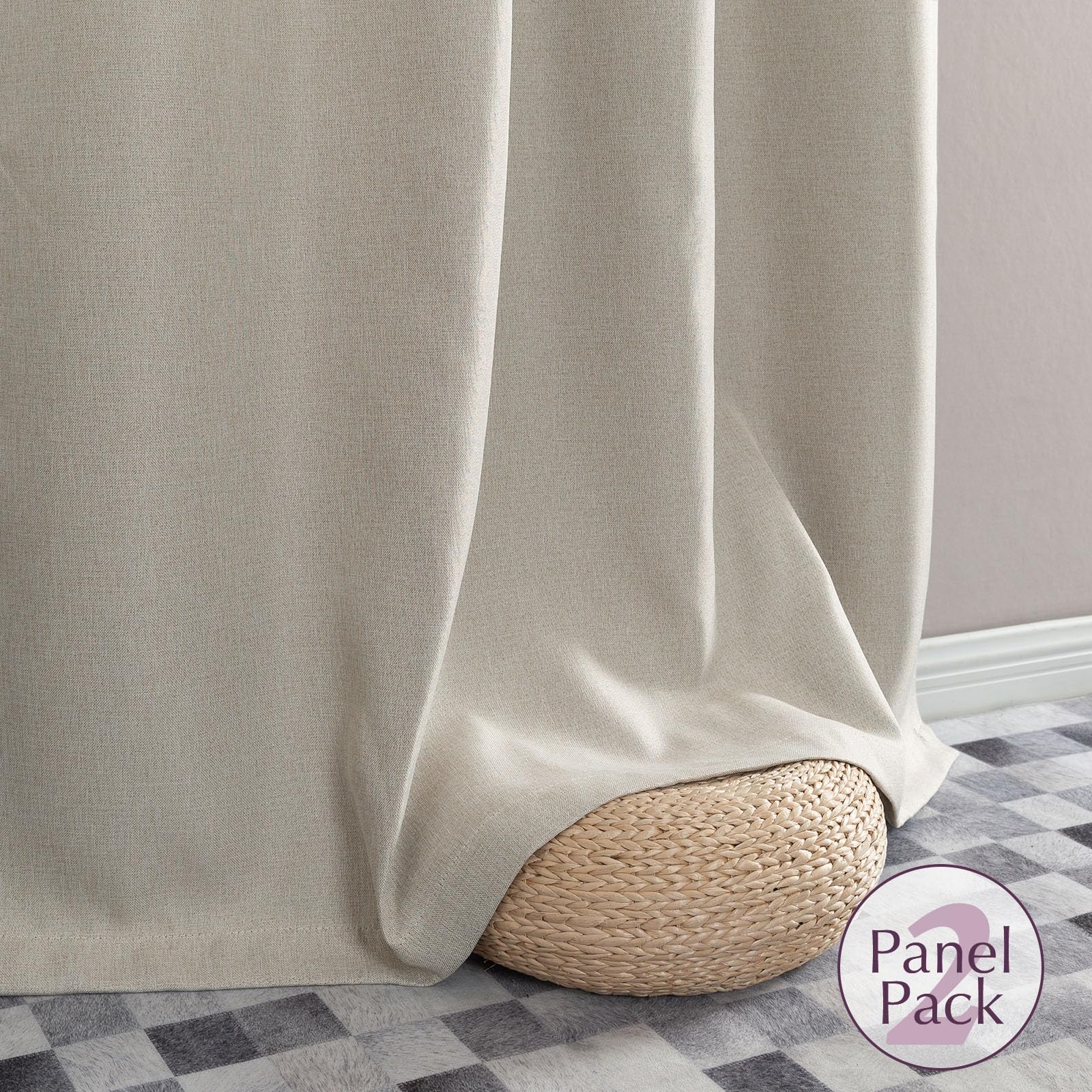 Jinchan Linen Textured 60% Blackout Curtains - 108 Inch Extra Long Thermal Insulated Window Drapes with Grommet Top, Greyish Beige (2 Panels) - Perfect for Living Room & Bedroom, Blocks Light & Insulates for Better Sleep & Energy Efficiency