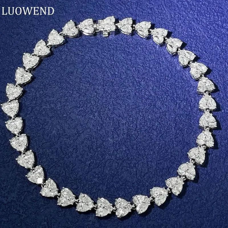 18K White Gold Diamond Bracelet for Women - Luxury Heart-Shaped Engagement Jewelry with Real Natural Diamonds - Perfect for Anniversaries, Proposals & Romantic Gifts