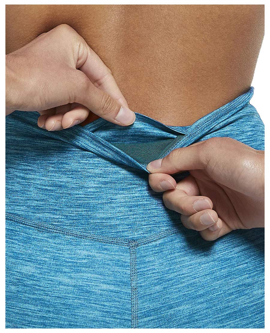 Nike Women's One Luxe Heathered Mid-Rise Workout Leggings - Dark Atomic Teal/Clear, Large | High-Waisted Yoga Pants for Running, Gym & Lounge Wear