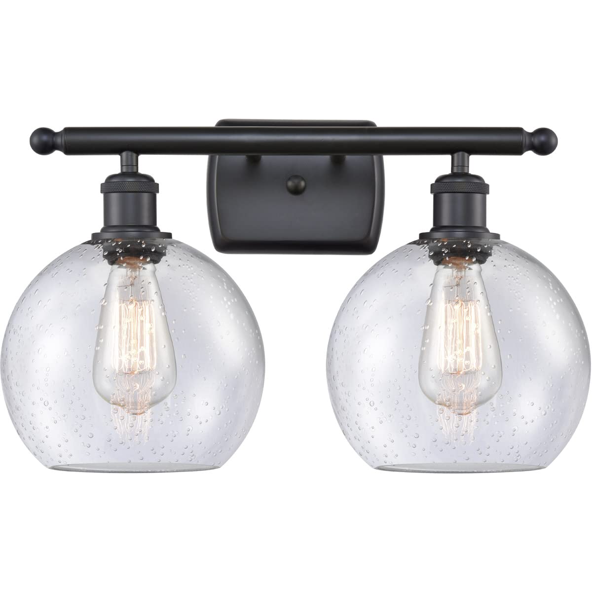Innovations 516-2W-BK-G124-LED Athens 2 Light Bathroom Vanity Fixture - Matte Black Finish - Ballston Collection - Perfect for Modern Bathroom Lighting and Makeup Vanity Areas
