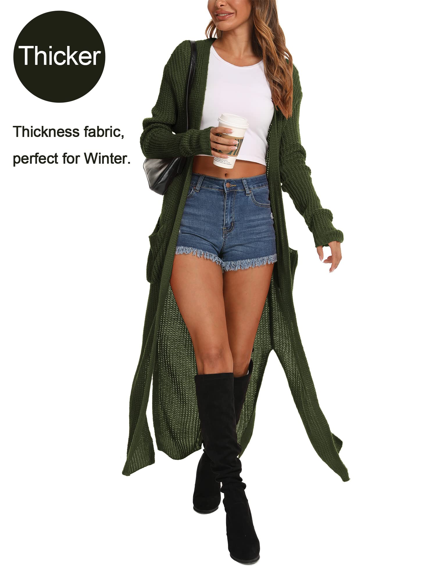 Women's Casual Long Sleeve Open Front Cardigan Sweater with Pockets - Cozy Knit Wrap for Fall 2024 Fashion | Perfect for Layering, Office Wear & Coffee Dates
