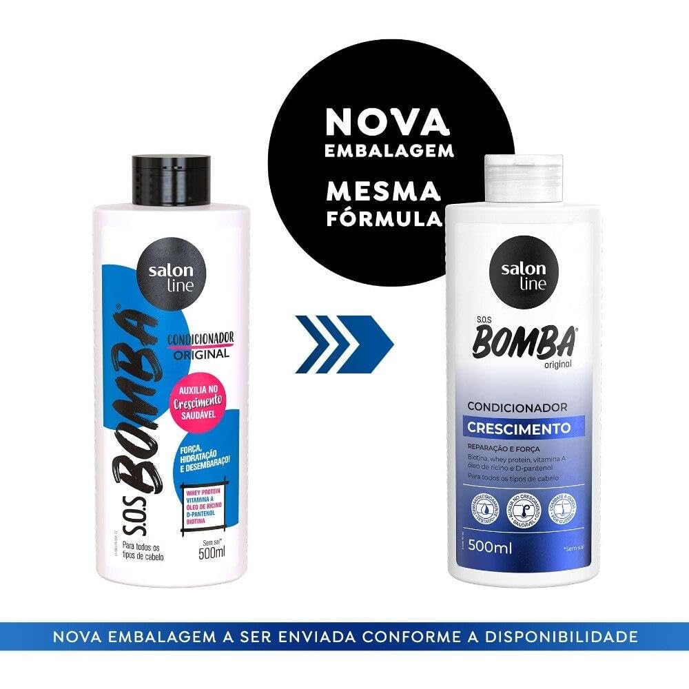 Salon Line SOS Bomb Growth Conditioner 500ml (16.9 Fl Oz) - Hair Repair & Strengthening Treatment for Damaged Hair - Perfect for Daily Use at Home or Salon