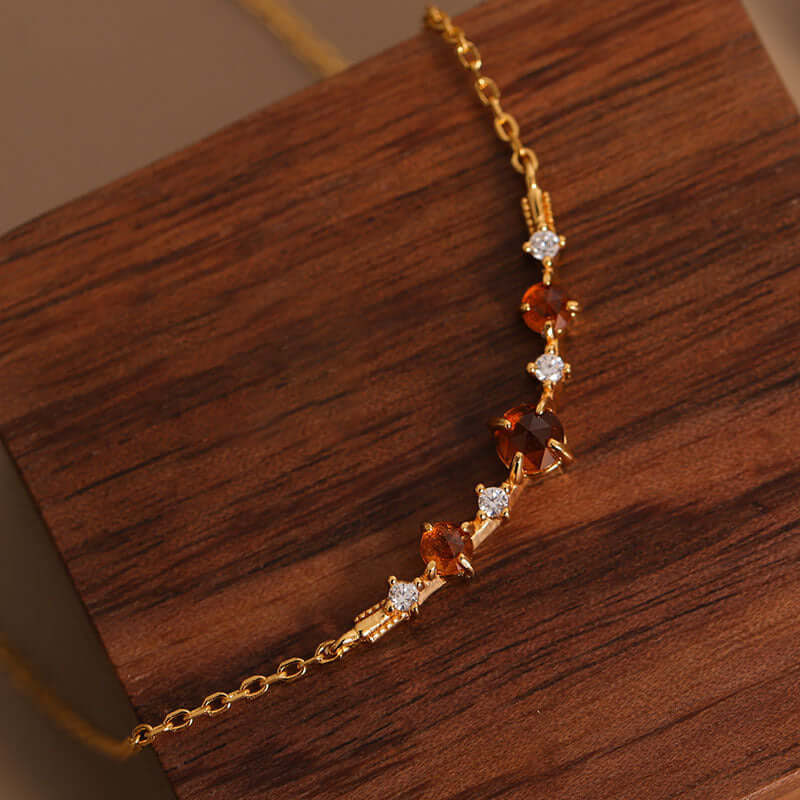 Natural Mandarin Garnet Pendant Necklace with Spiritual Chain - Elegant Gemstone Jewelry for Women | NL7496 | Perfect for Meditation, Yoga & Spiritual Healing
