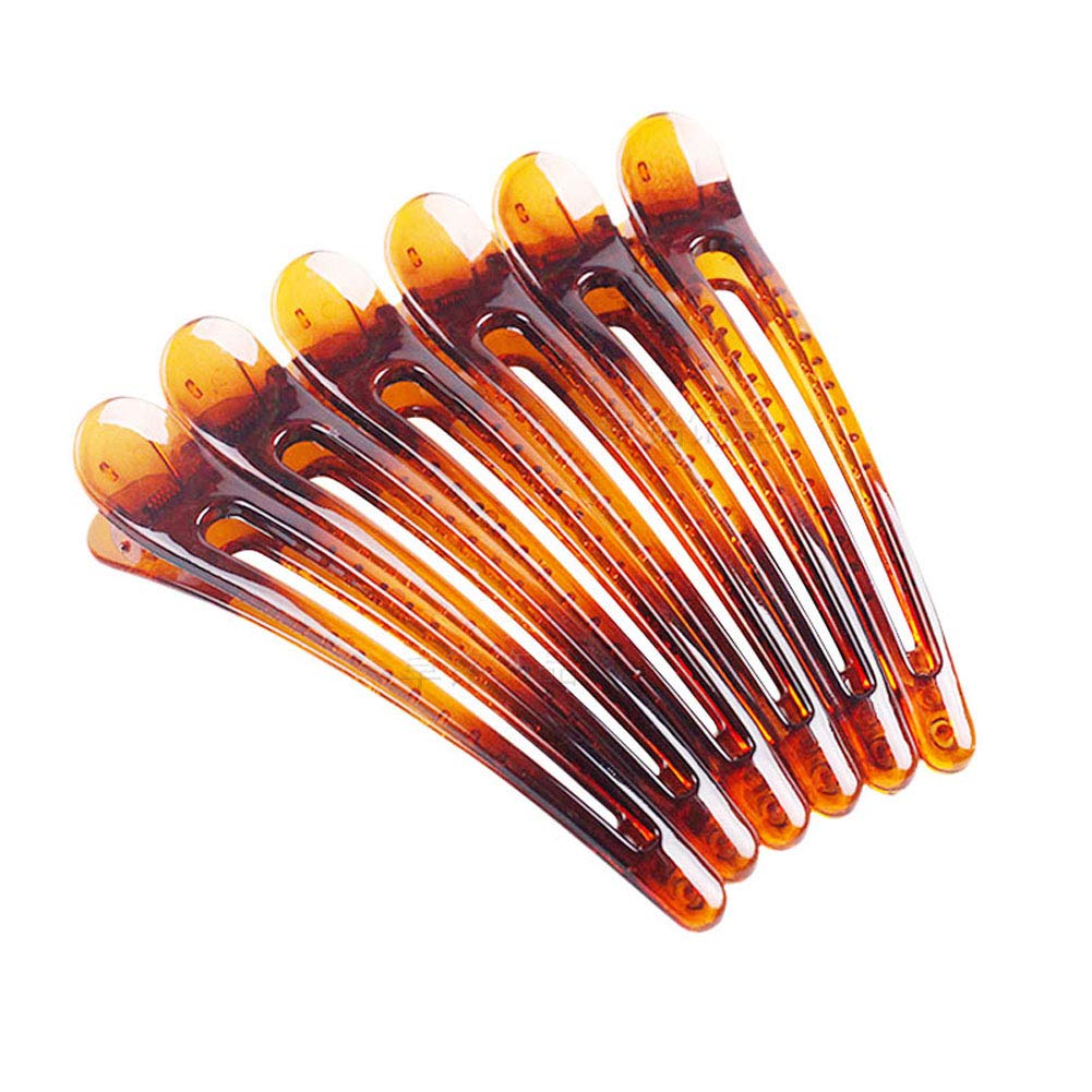12PCS Plastic Duck Bill Teeth Hair Clips - Non-Slip Alligator Hair Clips for Styling & Sectioning | Professional Salon Hair Barrettes (3.7'', Brown) - Perfect for Hairdressing, Braiding & Updos