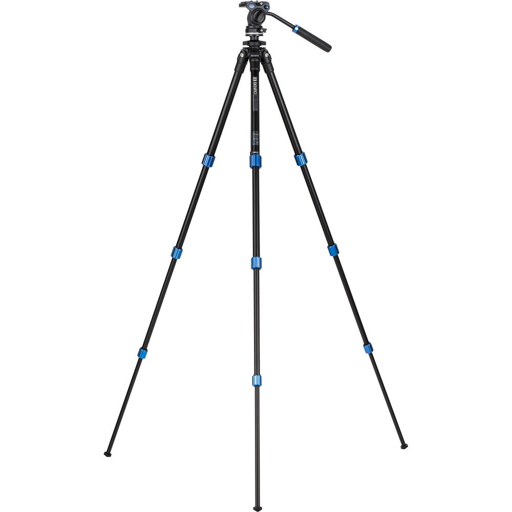 Benro 4-Section Aluminum Slim Video Tripod Kit with Fluid Head - Professional Lightweight Tripod for DSLR Cameras, Camcorders (Perfect for Travel, Vlogging & Outdoor Photography)