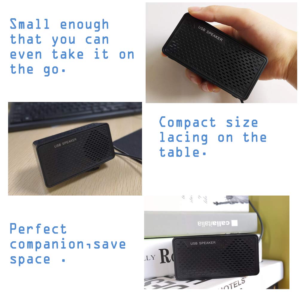 USB Powered Mini Computer Speakers - Compact Stereo Sound Bar for Laptop, Desktop & Notebook | Plug & Play Space-Saving Design | Perfect for Home Office, Gaming & Video Conferencing (Black)