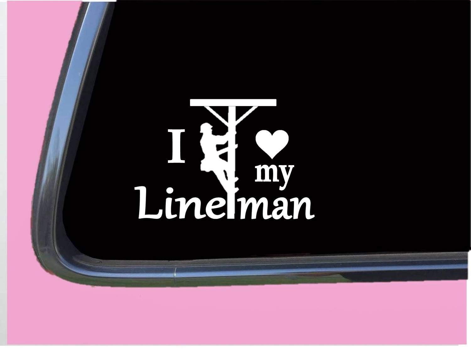 I Love My Lineman Vinyl Window Decals - Funny Quote Stickers for Bottles, Laptops, Cars & Wall Art | Perfect for Lineman Gifts & Home Decor