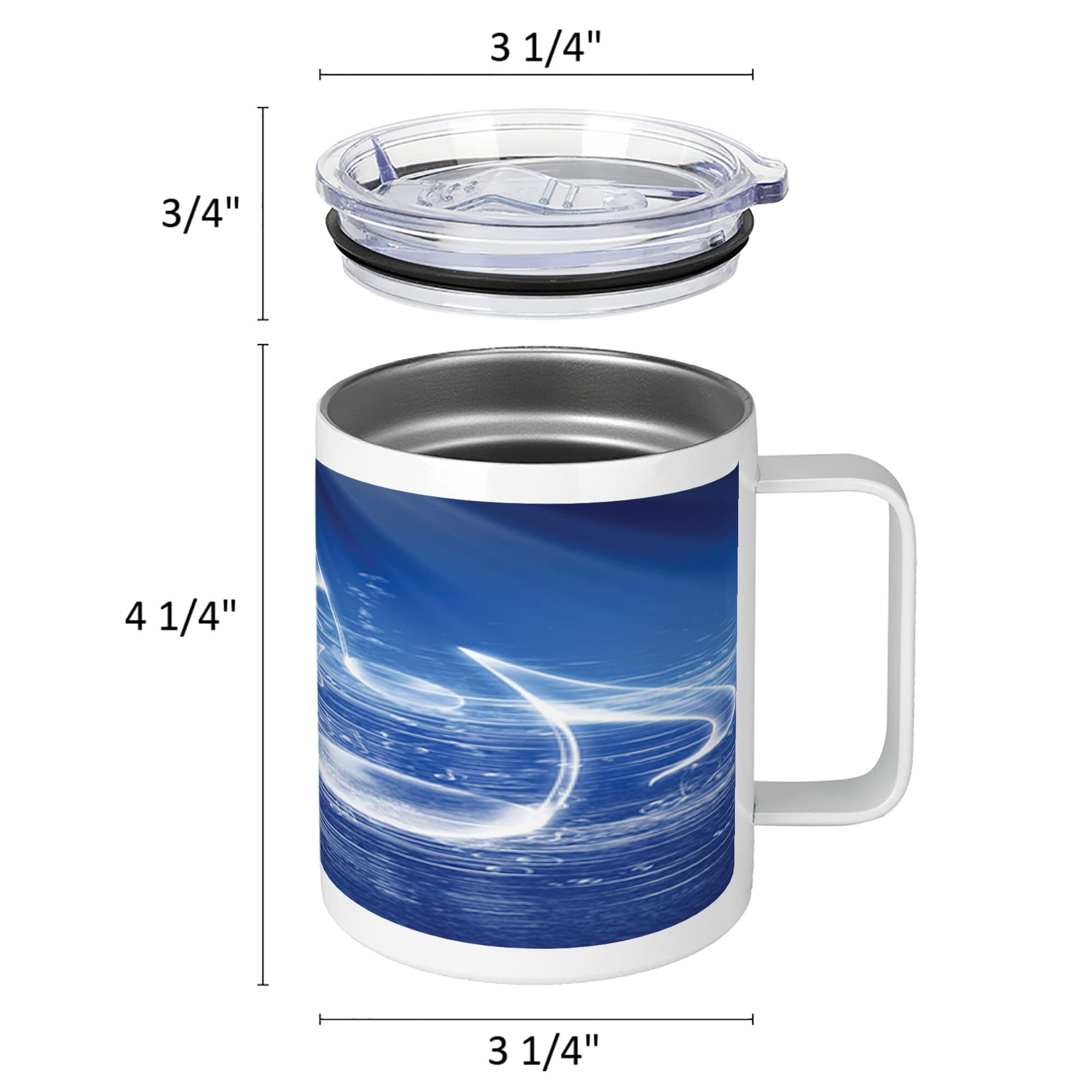 Ambesonne Music Themed 10 Oz Stainless Steel Vacuum Insulated Mug - Leakproof Travel Cup with Musical Notes & Dancing Waves Design - Perfect for Outdoor Hiking, Camping, Picnics & Office Use - Blue