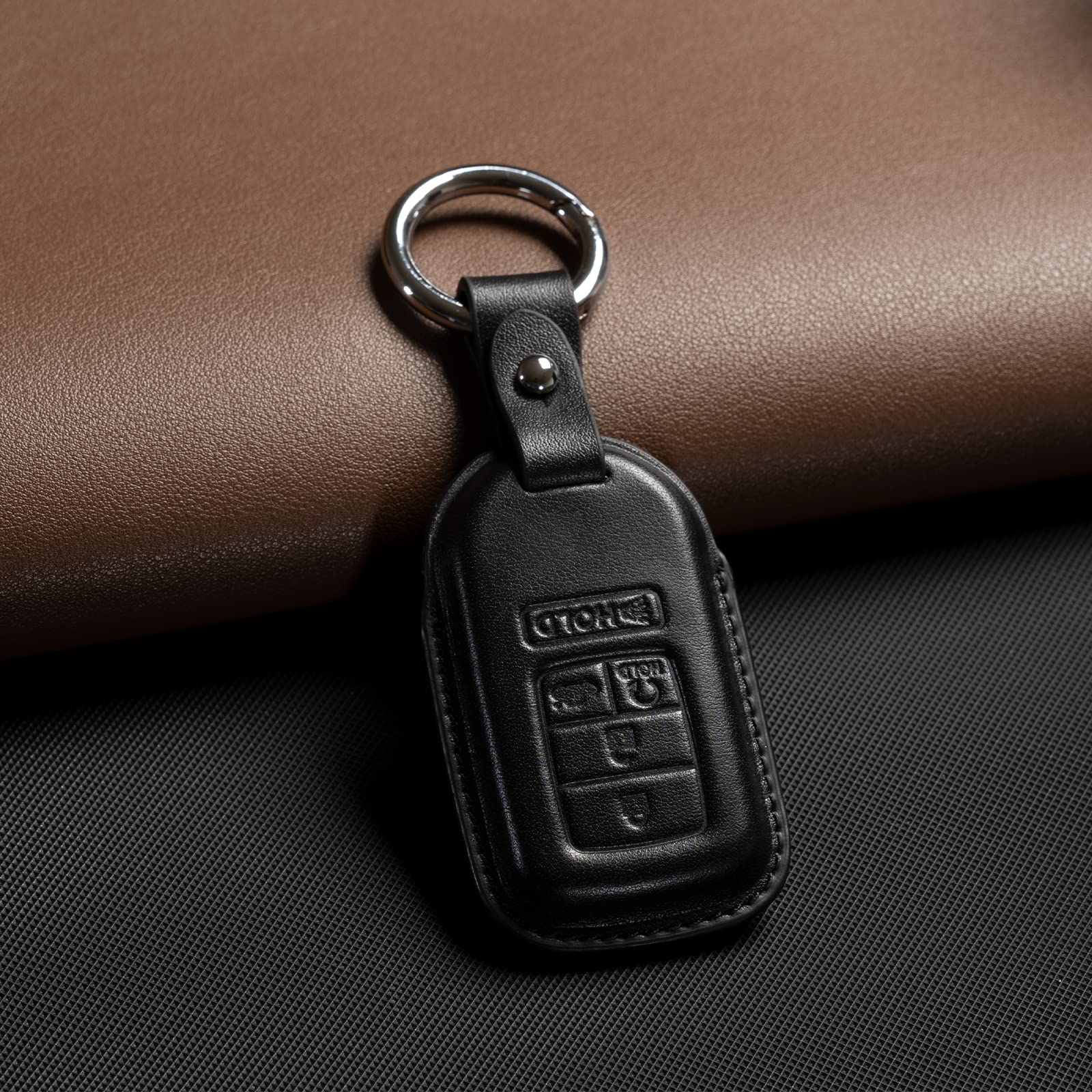 Premium Leather Key Fob Cover for Honda - Compatible with Accord, Civic, CR-V, HR-V, Pilot & More | Durable Keychain Holder & Protective Shell Case | Perfect Car Accessories for Daily Use & Travel