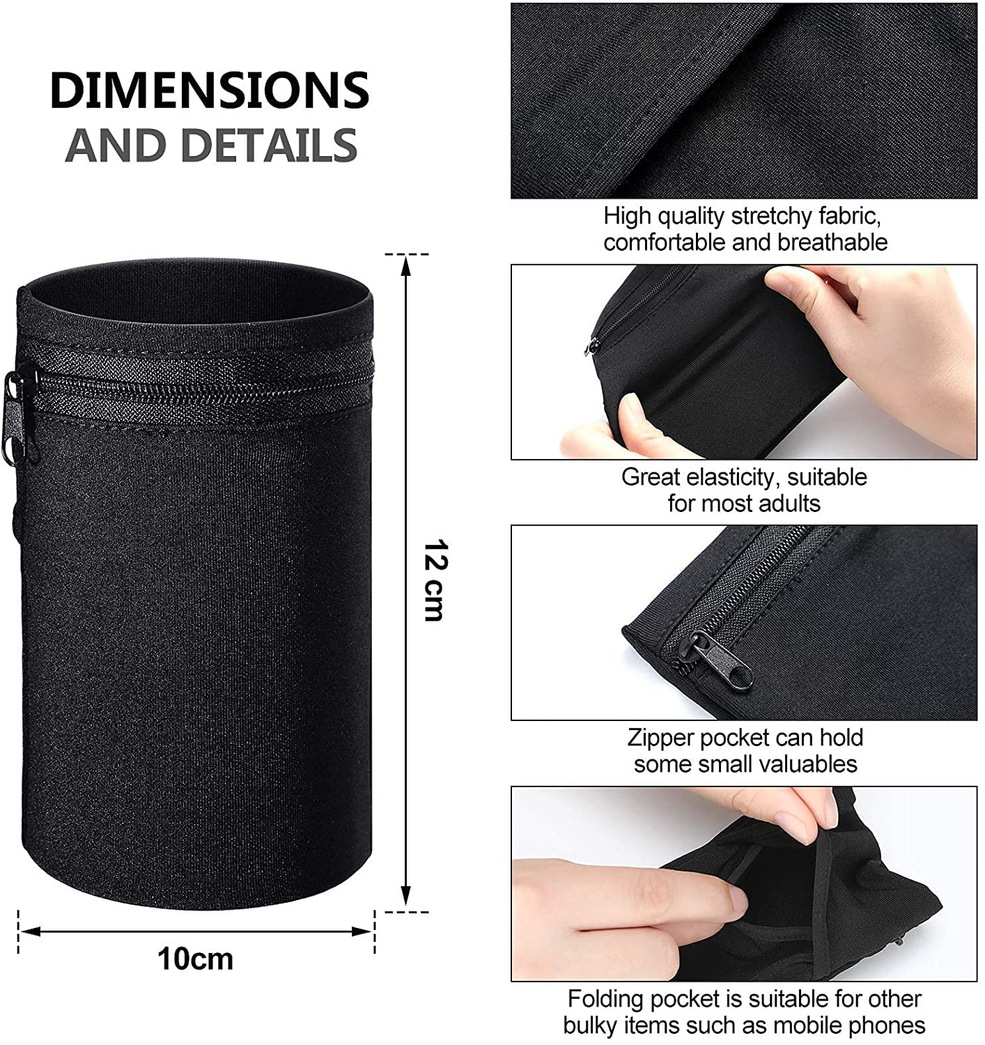 SAIPOM 4 Pack Sports Wrist Wallet - Sweatproof Zippered Wristband for Running, Gym & Cycling - Secure Phone Holder for Fitness, Keys, ID Cards & Money Storage - Perfect Workout Accessory for Jogging & Outdoor Activities