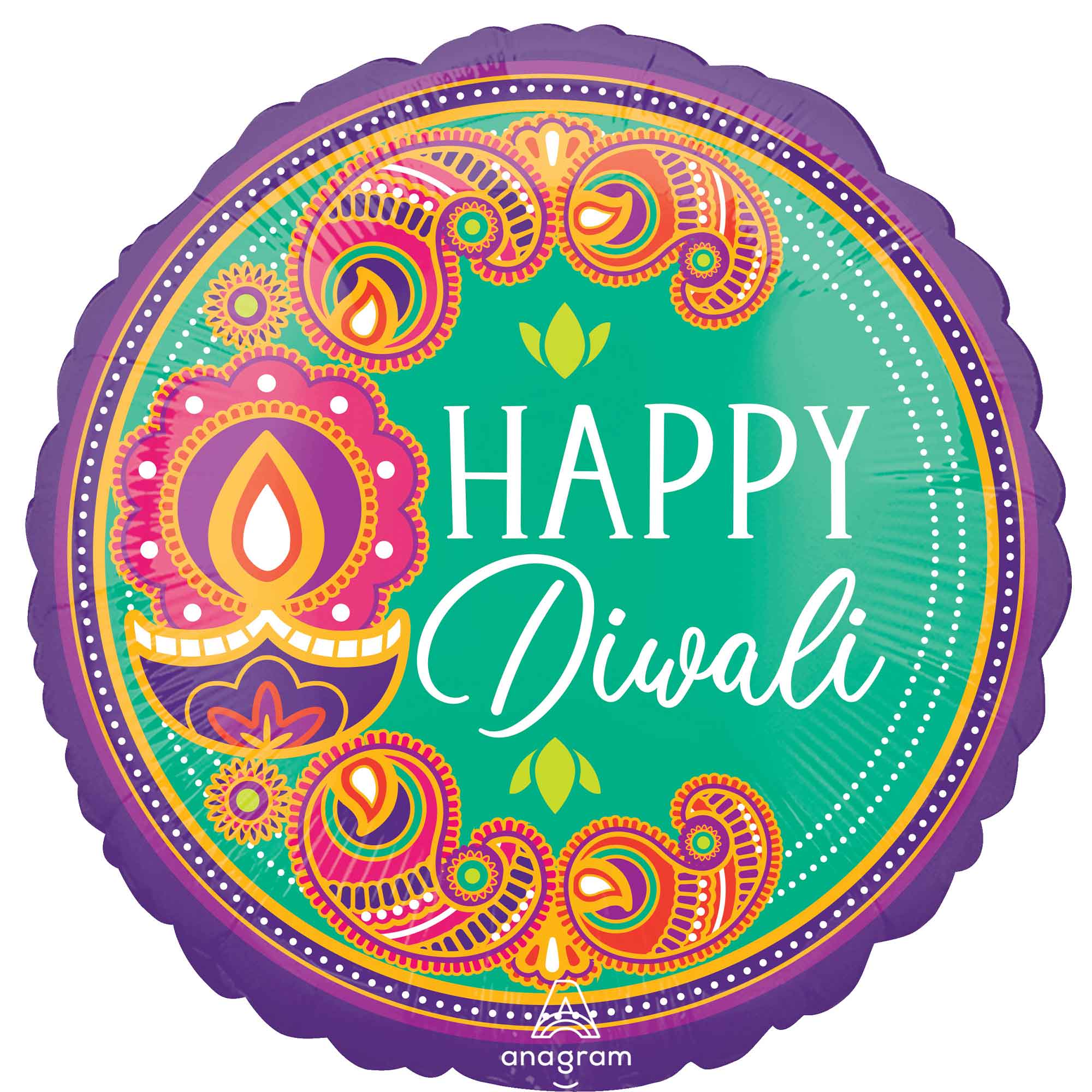 45cm Standard HX Happy Diwali Rangoli Dream Balloon - Festive Party Decorations for Diwali, Weddings & Home Celebrations