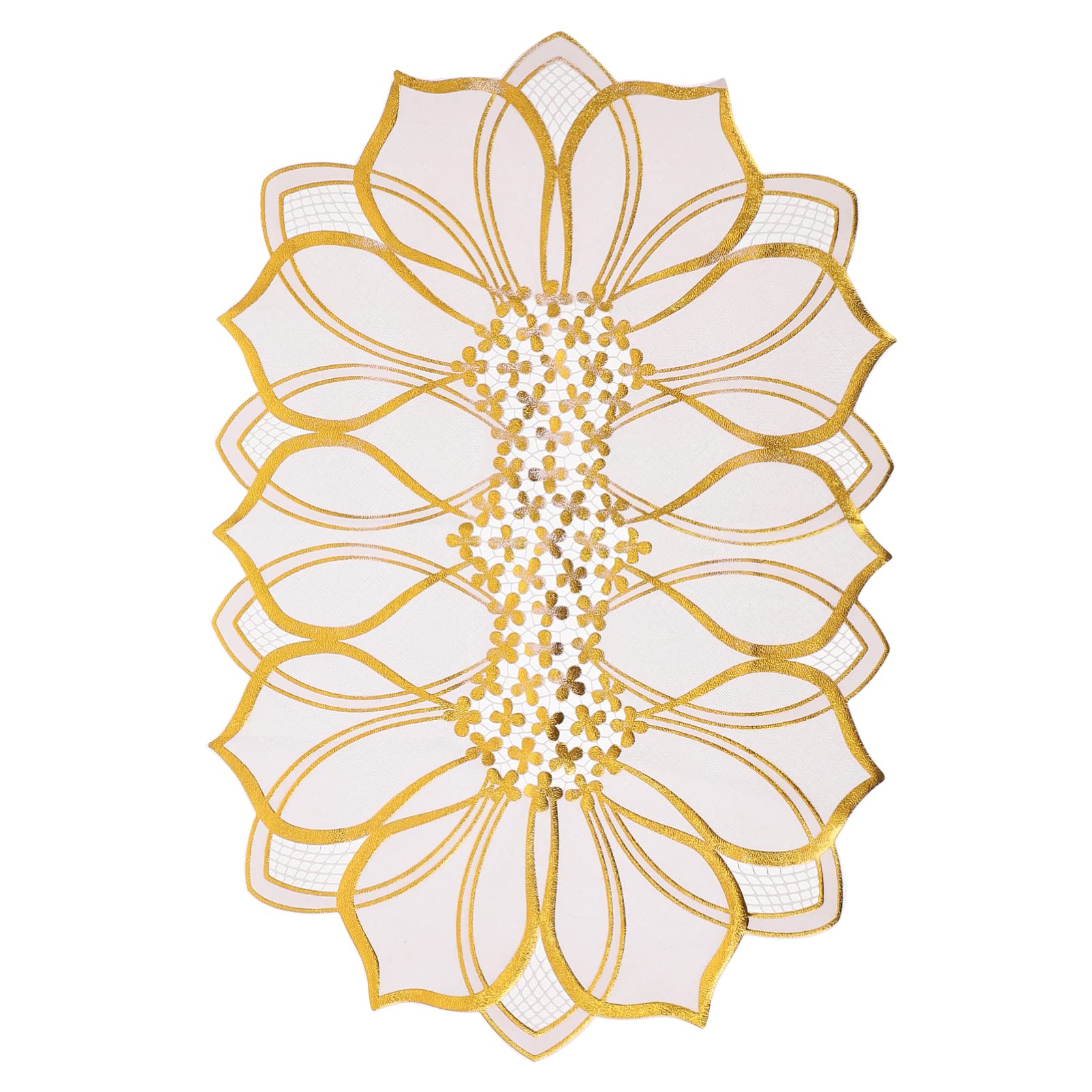 Gold Plastic Flower-Shaped Placemats - Heat Resistant Non-Slip Table Mats with Stain Protection for Dining, Kitchen & Party Decor | Elegant Coasters for Cups & Dishes