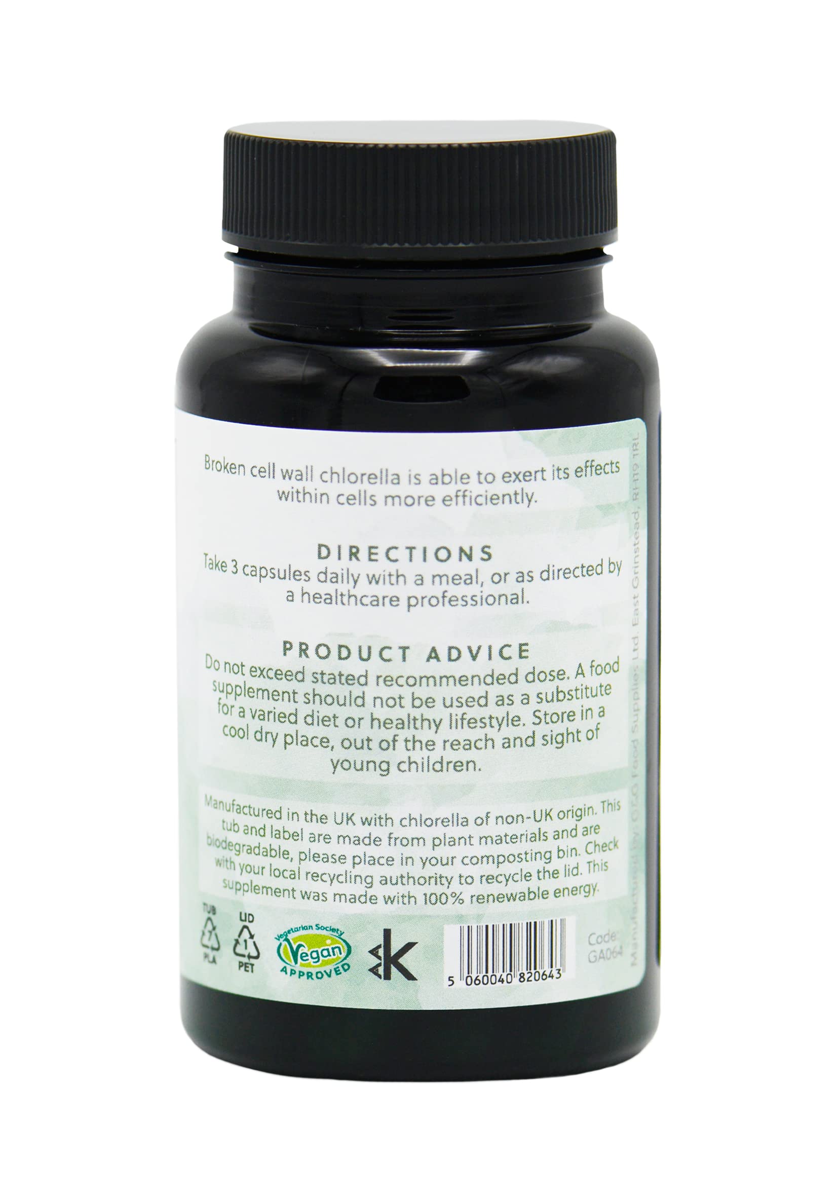 Organic Broken Cell Chlorella Supplement - 1200mg per Serving (60 Vegan Capsules) | High Potency Algae Superfood for Detox & Immunity Boost | Perfect for Daily Wellness & Cleanse Routines