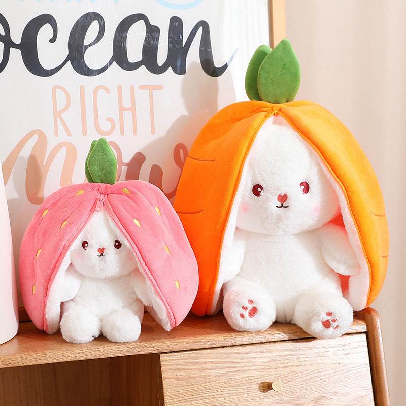 Fruity Floppy: Mini Reversible Bunny Plush Toy - Cute Stuffed Animal for Kids, Nursery Decor, Easter Gift & Travel Companion