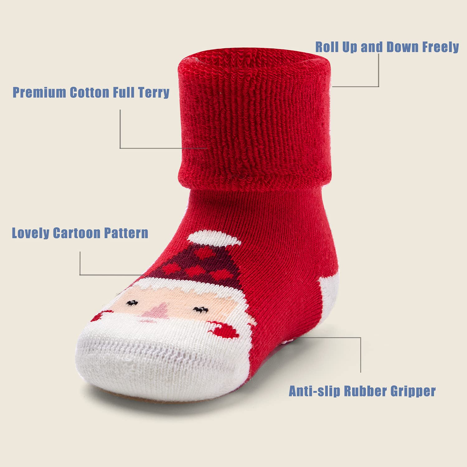 **Non-Slip Baby Socks for Boys & Girls – 6 Pack Warm Winter Socks with Grips for Crawling & Walking – Cozy Anti-Skid Socks for Infants & Toddlers**    *(Perfect for Indoor Play, Cold Weather, and Early Steps – Soft & Safe for Little Feet!)*
