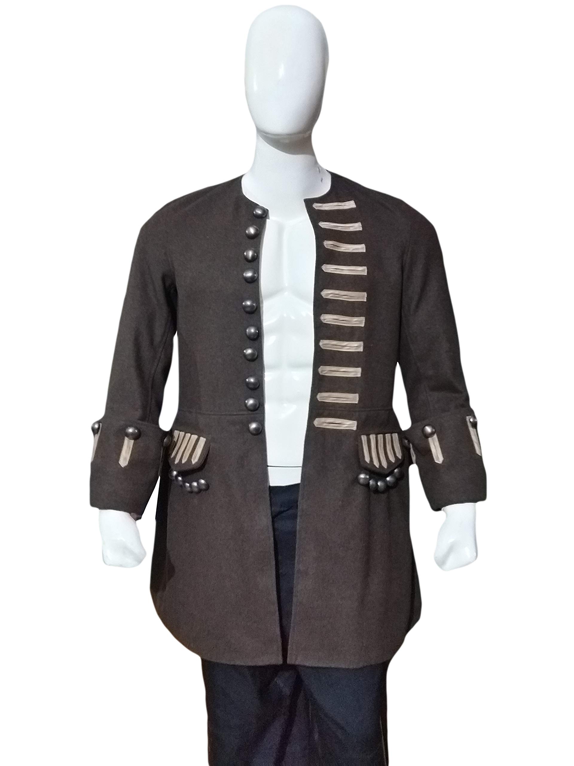 Johnny Depp Jack Sparrow Coat - Pirate Costume Wool Jacket for Halloween & Renaissance Fairs | Movie Cosplay & Medieval Themed Parties