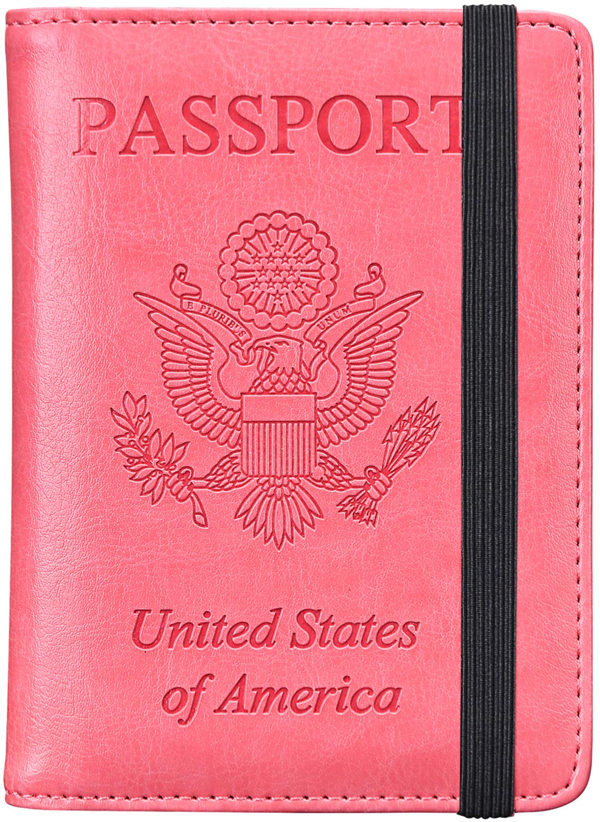 HerriaT Genuine Leather RFID Blocking Passport Holder & Travel Wallet for Women & Men - Stylish Pink Cover for Airports, Business Trips & Vacations