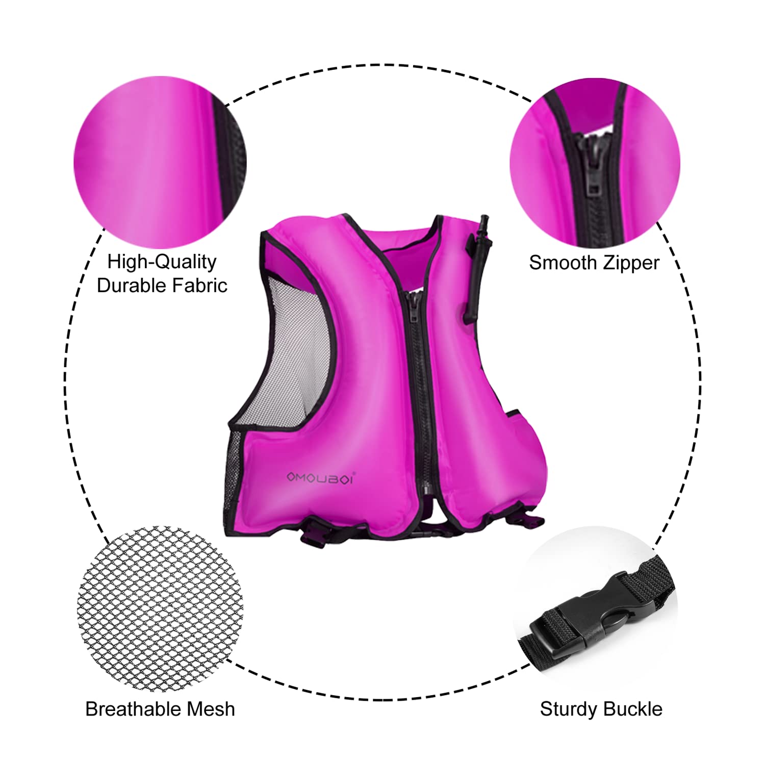**Inflatable Snorkel Vest for Adults - Adjustable Safety Swim Jacket for Women & Men (40-100kg) - Perfect for Snorkeling, Kayaking, Paddle Boarding, Fishing & Surfing**