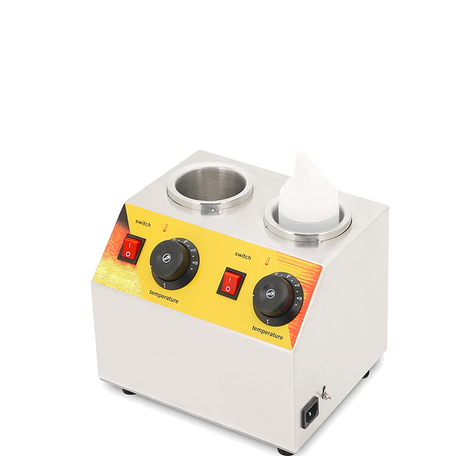 **550ml Electric Sauce Warmer Machine - Double Bottle Hot Cheese & Chocolate Dispenser for Fondue, Caramel, Fudge (Silver) - Perfect for Restaurants, Catering & Home Kitchen Use**